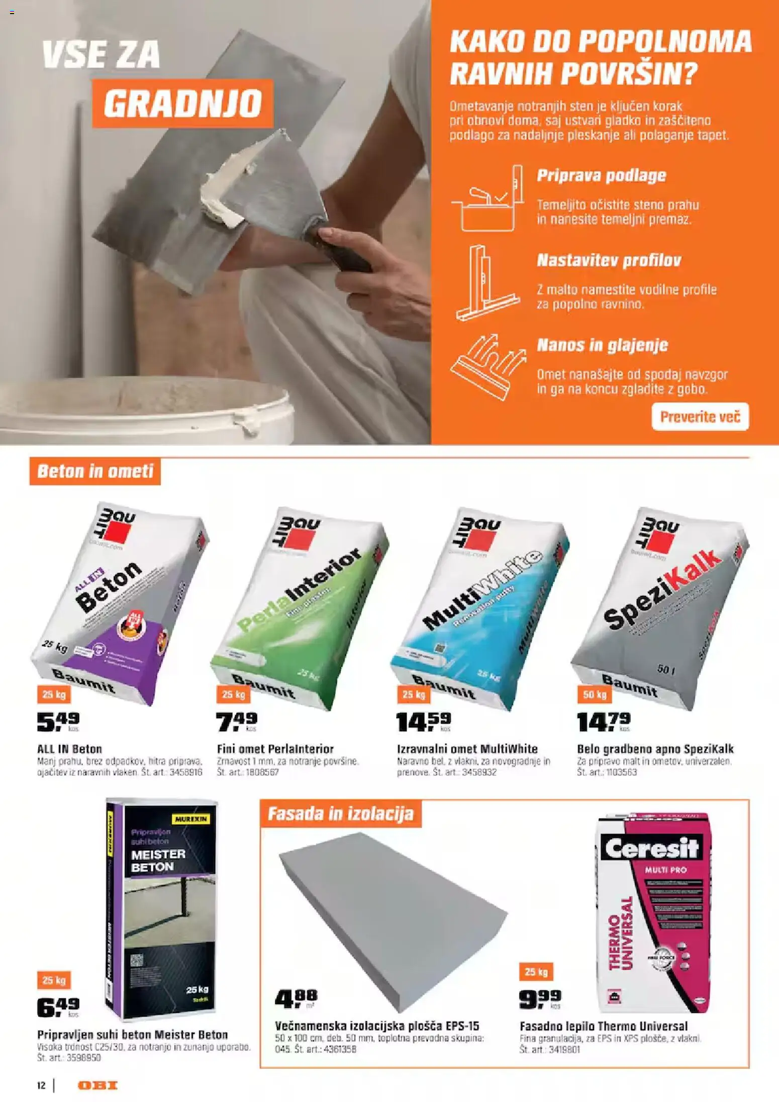 Novi OBI katalog ponudbe – veljaven od 01.09.2026 | Stran: 12 | Izdelki: Lepilo, Beton