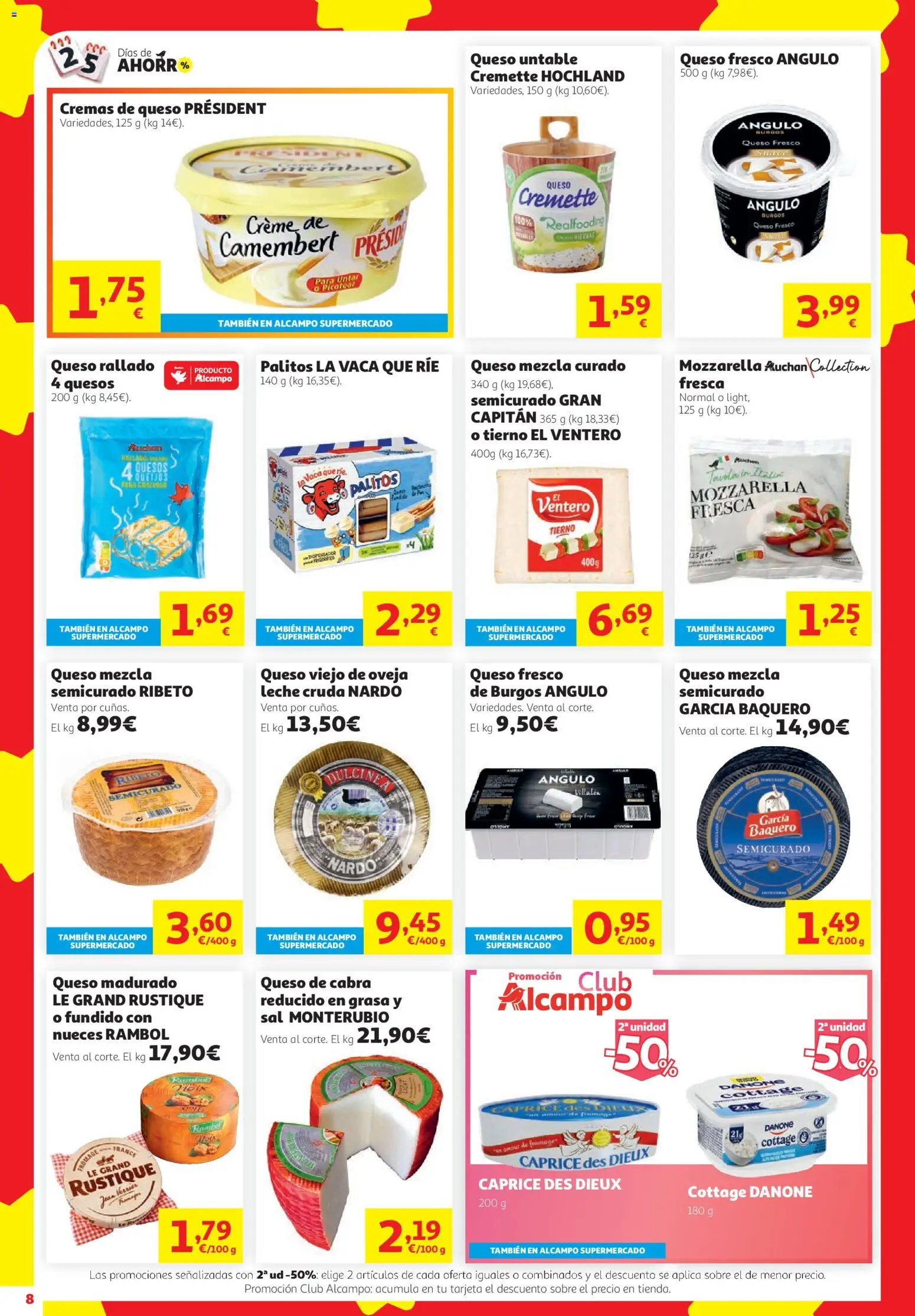 Alcampo HG Ferrol │ válido desde el 08/10/2026 | Página: 8 | Productos: Untable, Queso fresco, Queso de cabra, Sal