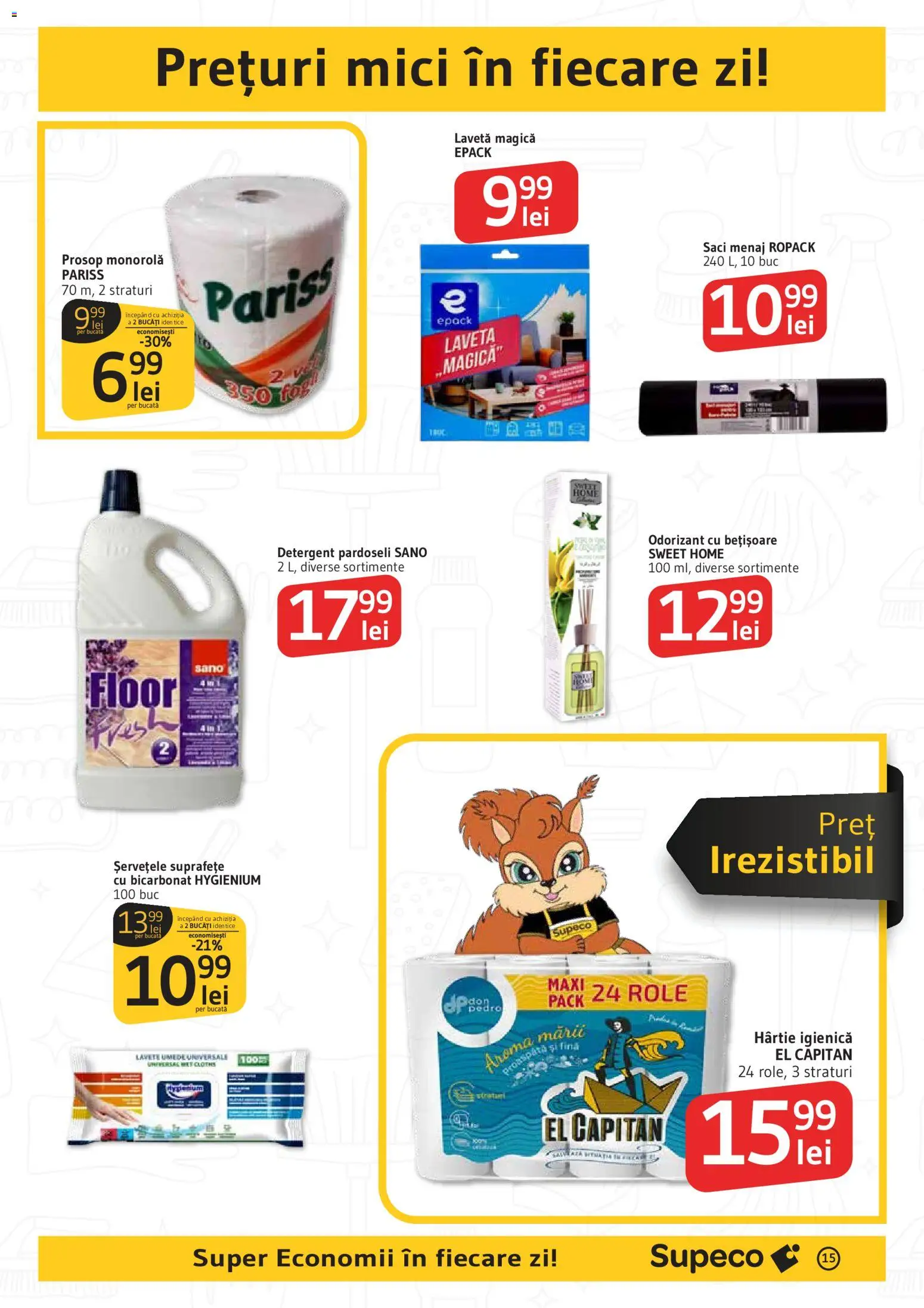 Noul catalog Supeco – valabil de la 04.06.2026 | Pagină: 15 | Produse: Role, Mici, Detergent, Lavete