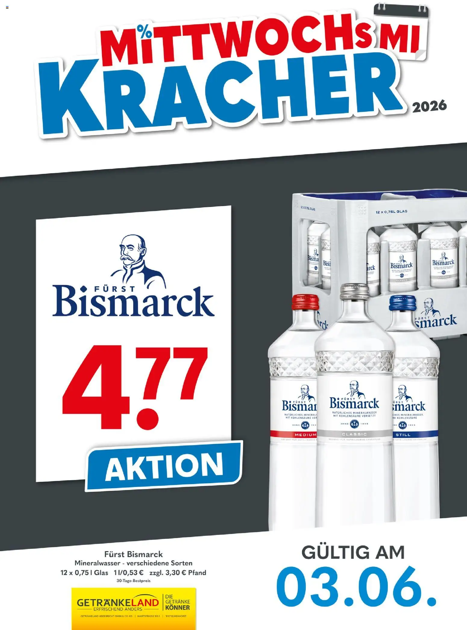 Getränkeland Mittwochs Kracher – gültig ab 03.06.2026 | Seite: 1 | Produkte: Mineralwasser