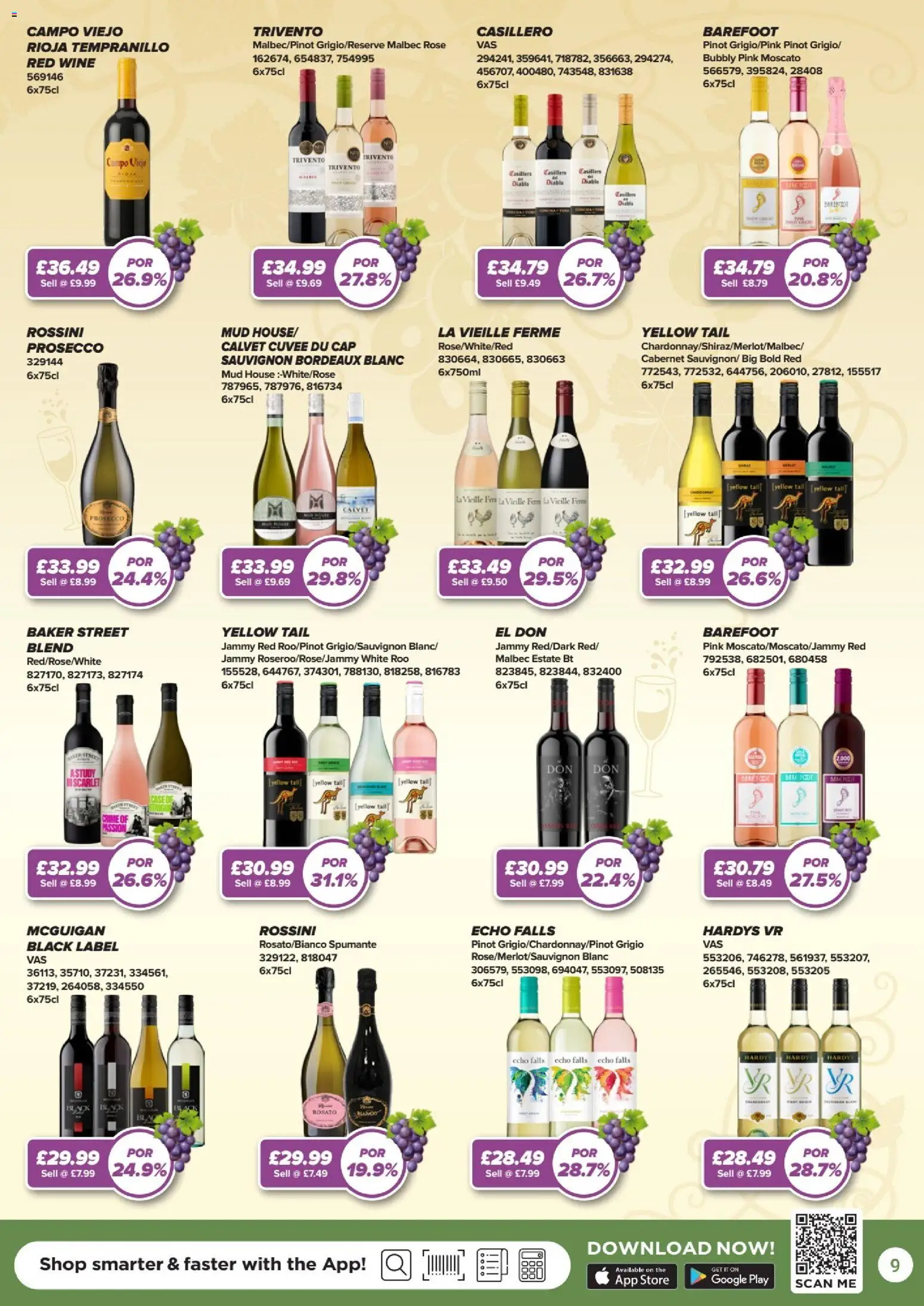 {H1} | Page: 9 | Products: Prosecco, Wine, Cap, Case
