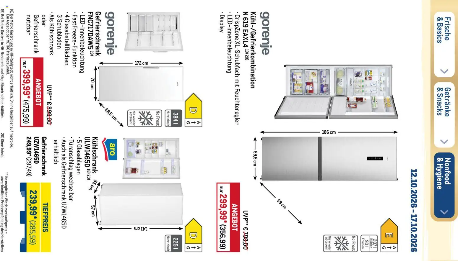 Metro Black Friday – gültig ab 12.10.2026 | Seite: 9 | Produkte: Gorenje, Gefrierschrank, Kühlschrank