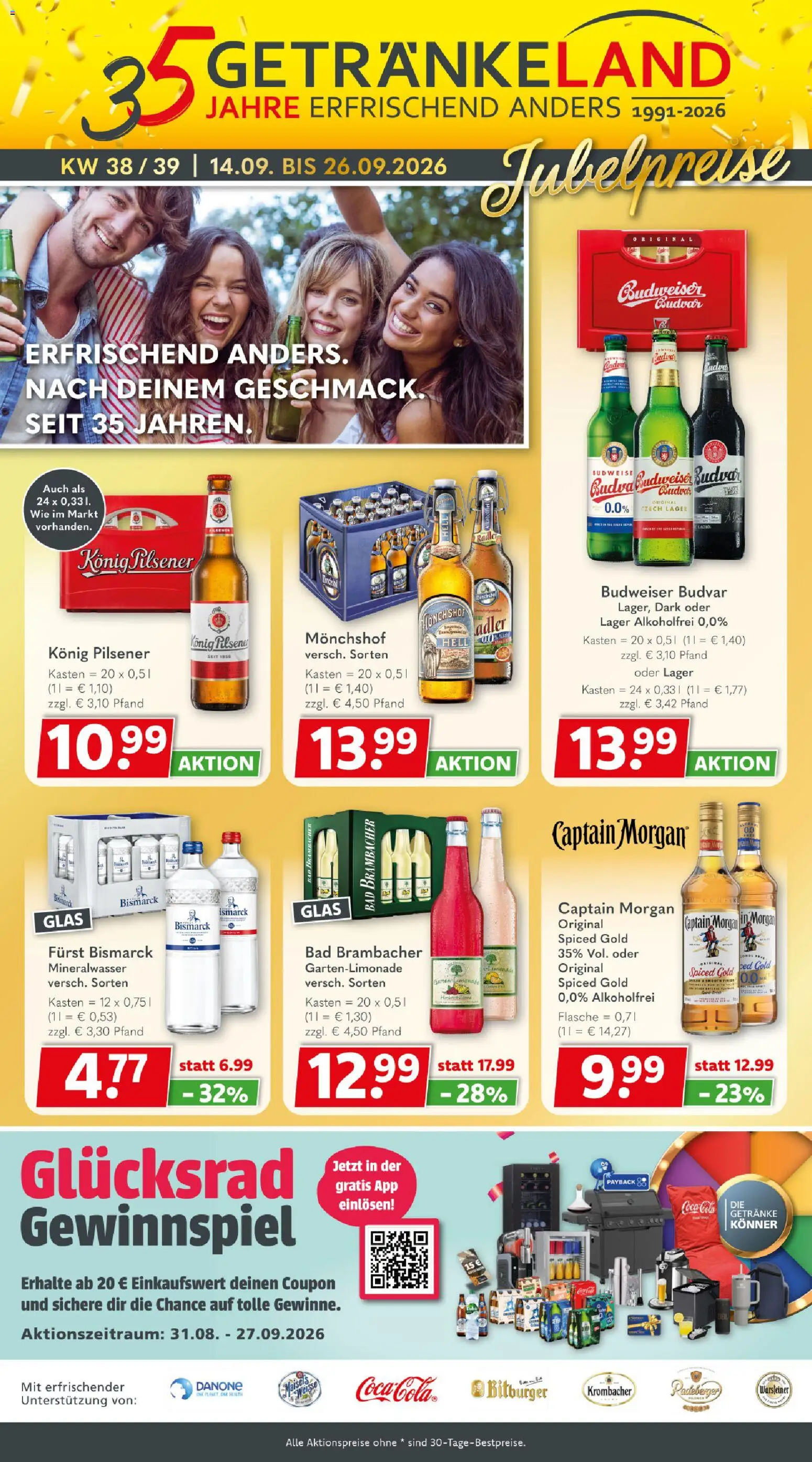 Getränkeland Prospekt Berlin - Brandenburg – gültig ab 14.09.2026 | Seite: 1 | Produkte: Monchshof, Coca cola, Mineralwasser, Warsteiner