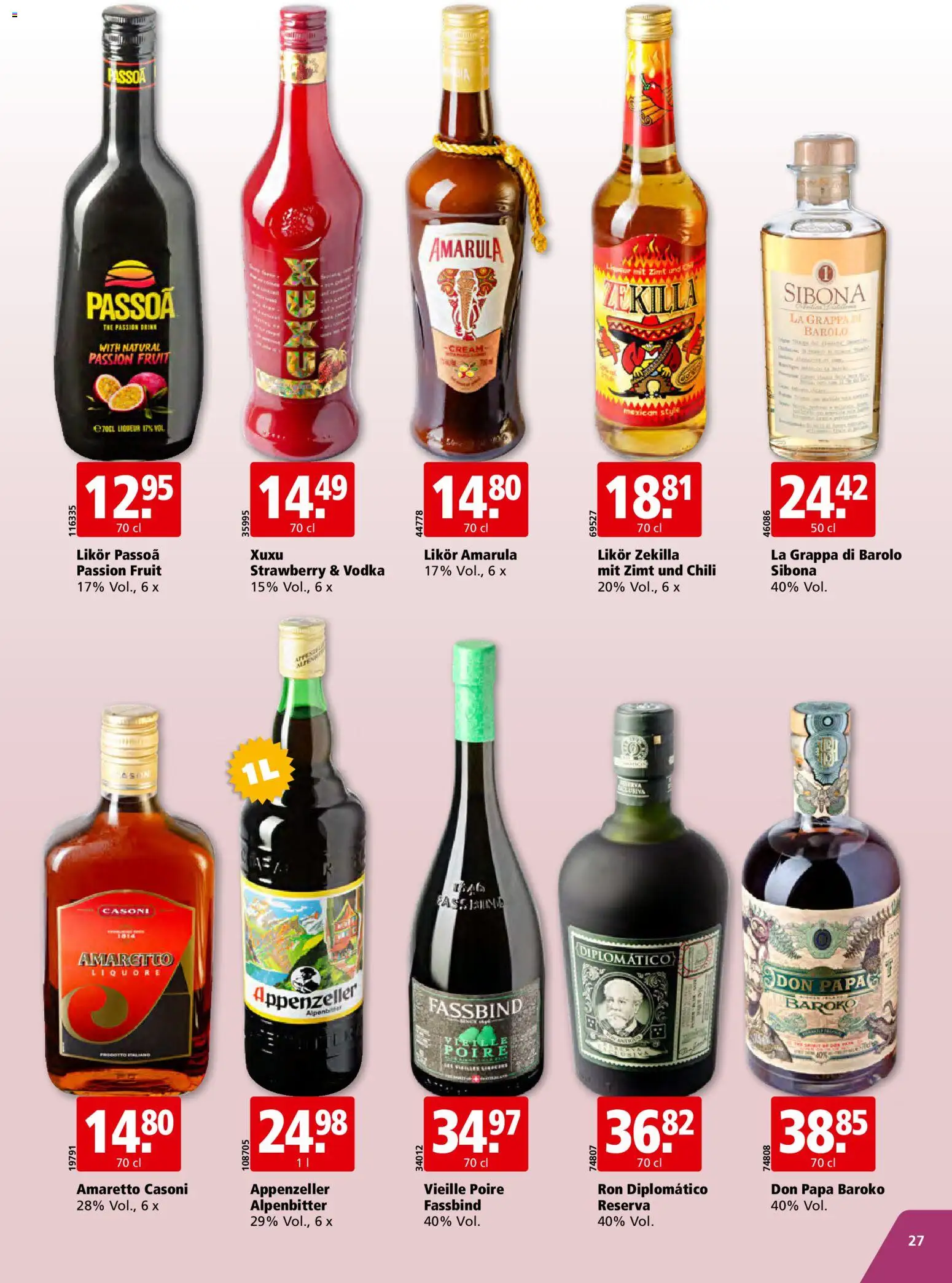 Aligro aktionen Schlieren, Gossau SG, Frauenfeld, Rapperswil-Jona, Sargans, Bern – gültig ab 07.09.2026 | Seite: 27 | Produkte: Likör, Chili