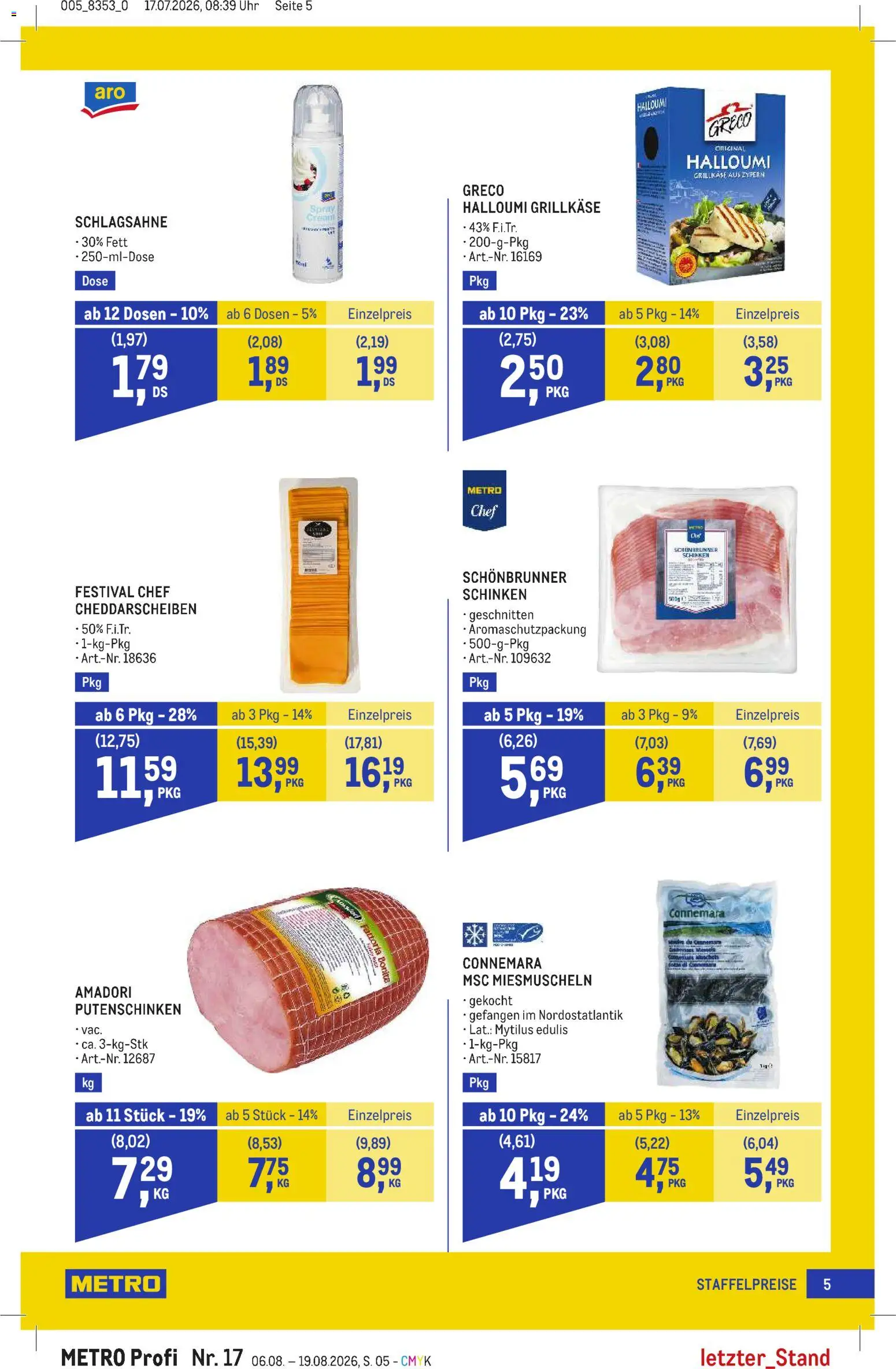Metro angebote Profi gültig ab 06.08.2026 | Seite: 5 | Produkte: Uhr, Schinken