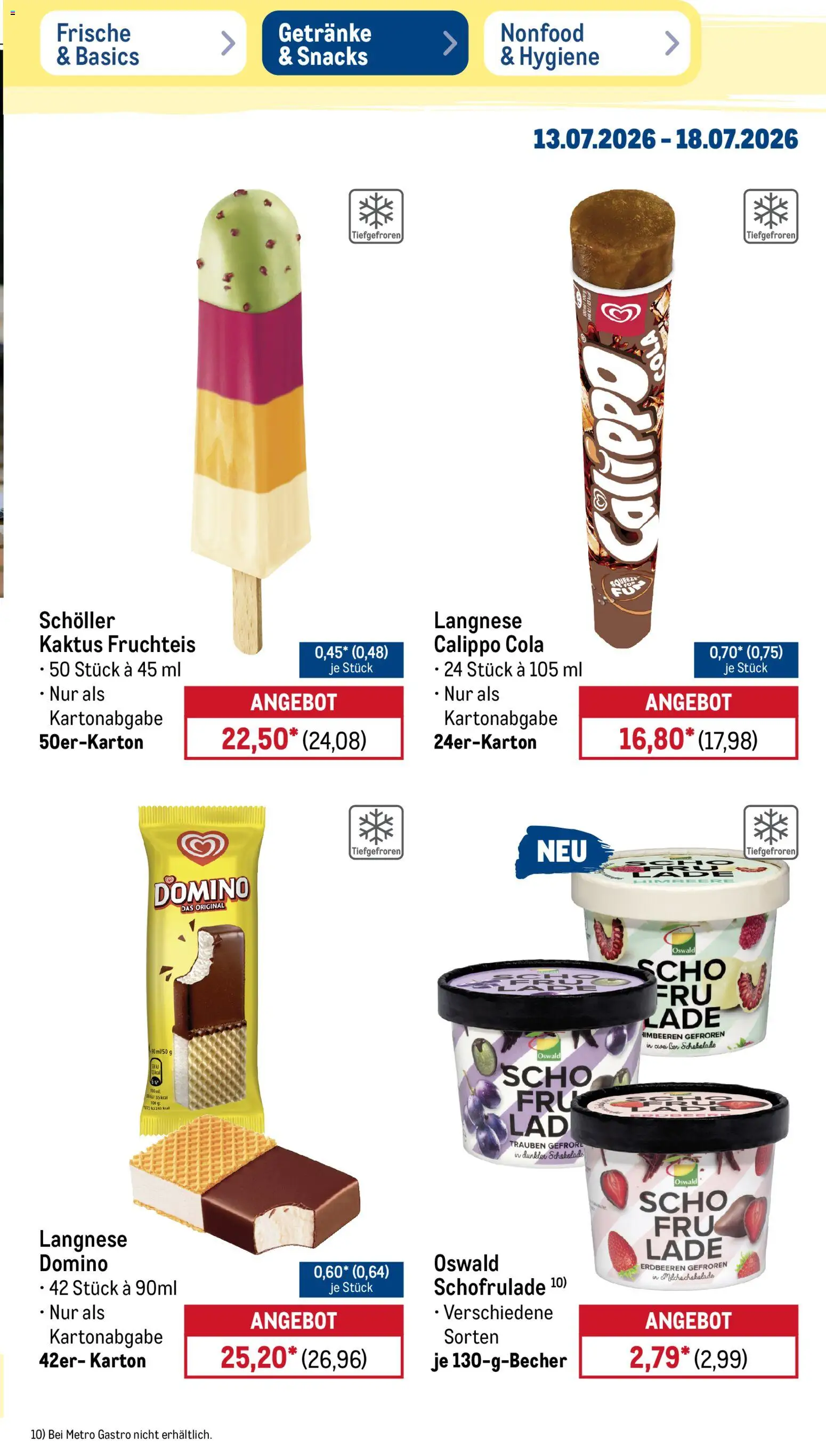 Metro NonFood-Angebote – gültig ab 13.07.2026 | Seite: 18 | Produkte: Himbeeren, Langnese, Cola, Trauben