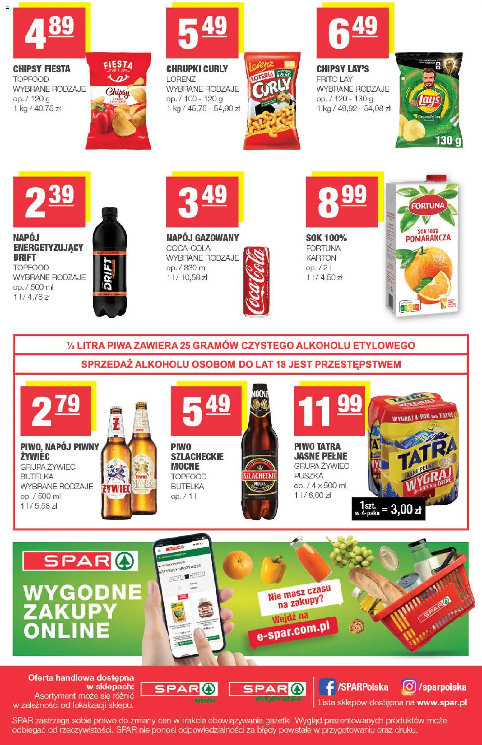 Spar gazetka - Mini od 15.07.2026 | Strona: 4 | Produkty: Chipsy, Chrupki, Sok, Piwo