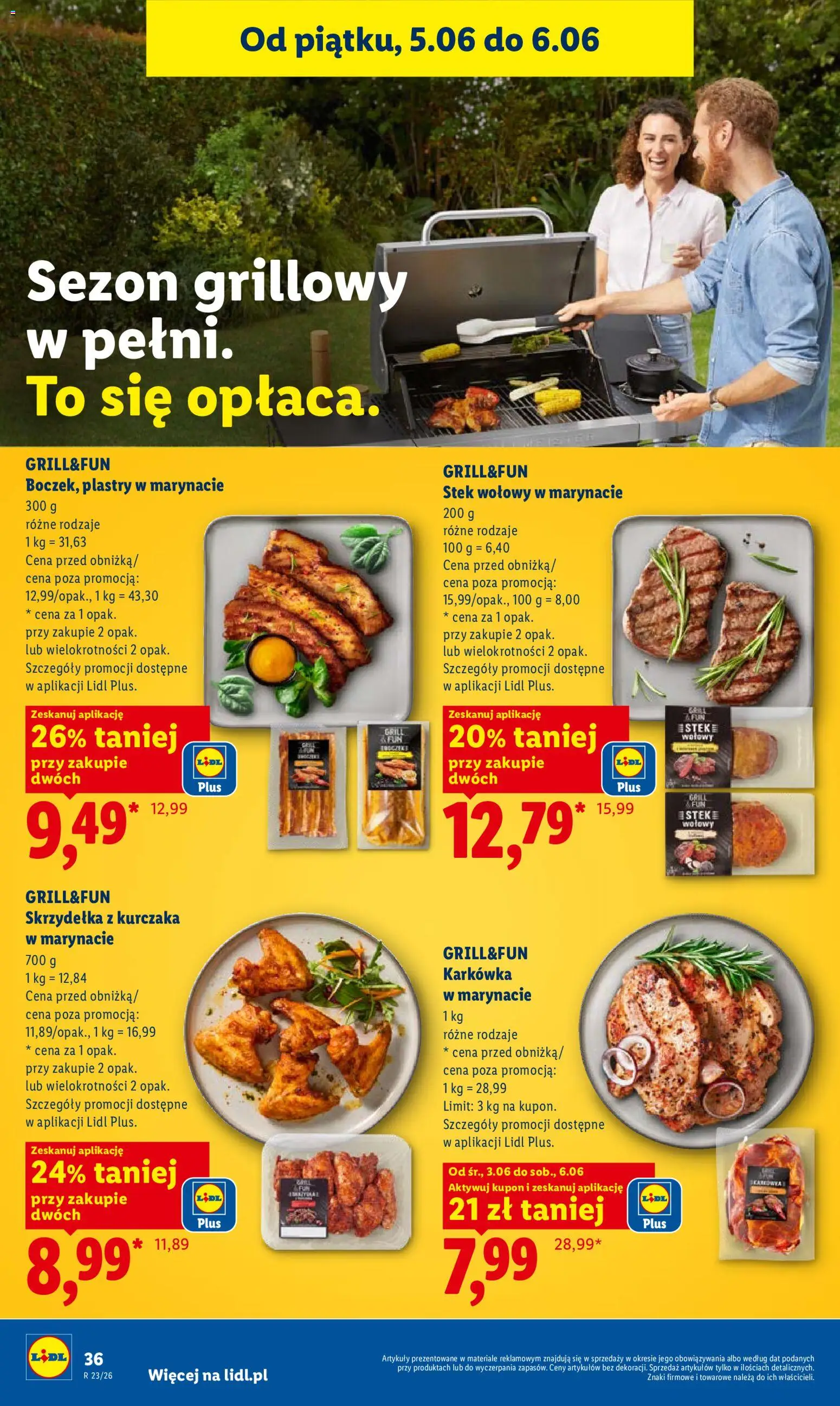 Lidl gazetka od 05.06.2026 | Strona: 44 | Produkty: Skrzydełka z kurczaka, Karkówka, Grill