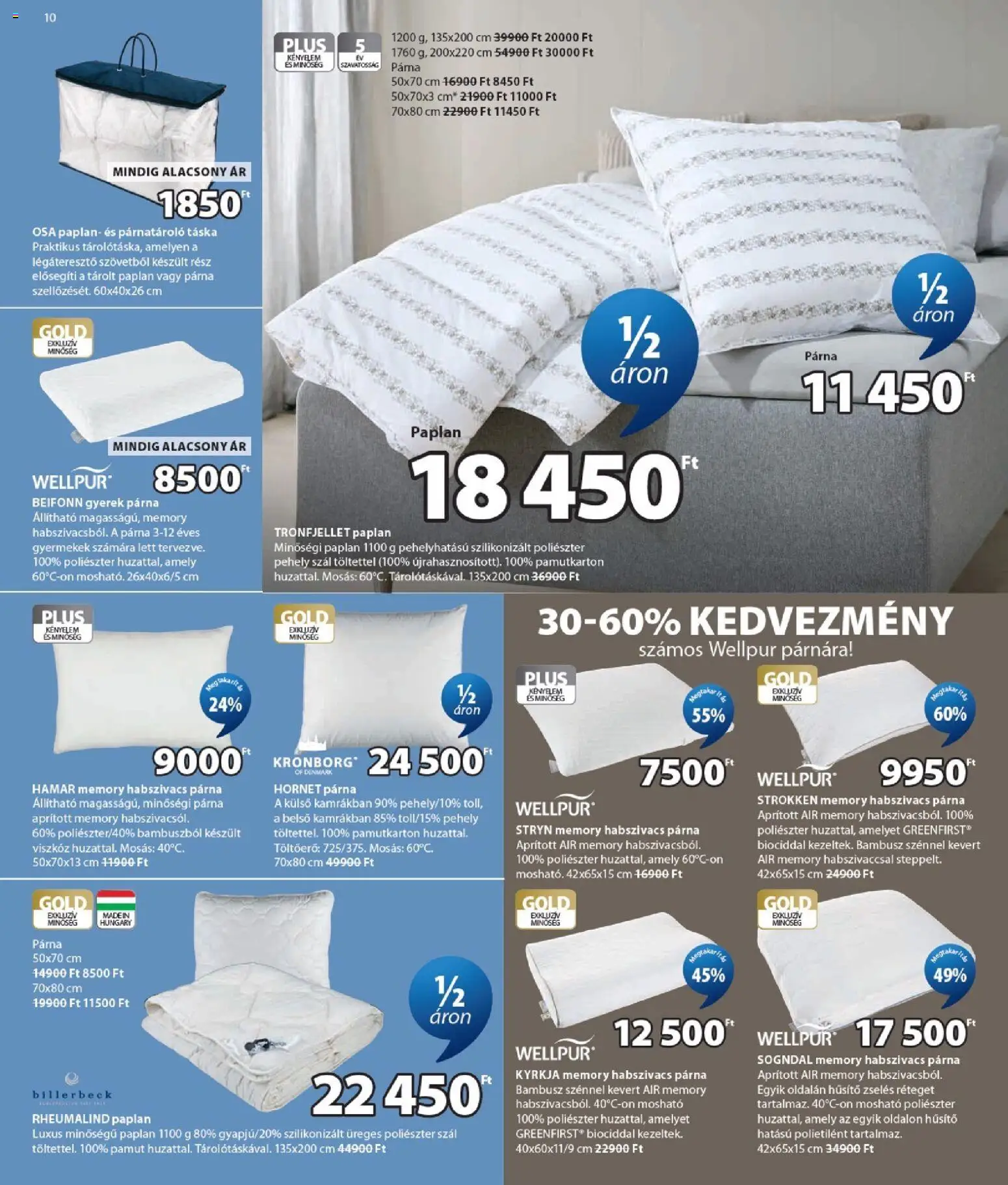 JYSK akciós ujság - amely érvényes a következő dátumtól: 2026.08.26. | Oldal: 10 | Termékek: Paplan, Kronborg, Párna, Pehely
