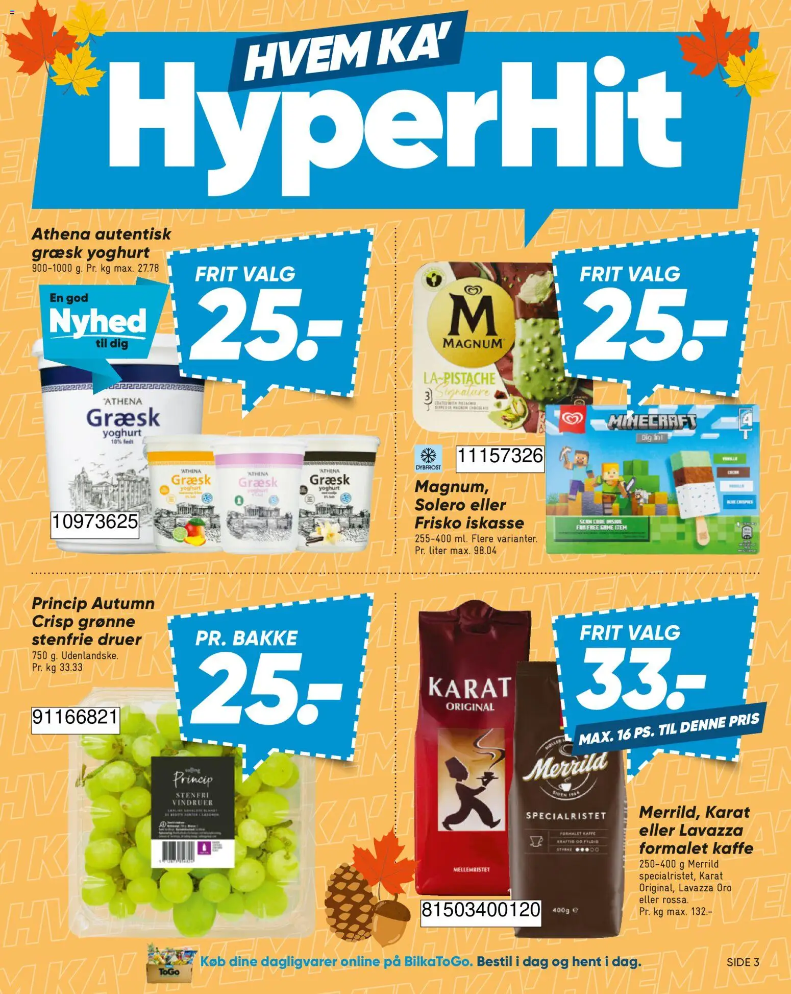 Bilka tilbudsavis – gyldig fra 02/10/2026 | Side: 3 | Produkter: Dagligvarer, Yoghurt, Kaffe, Druer