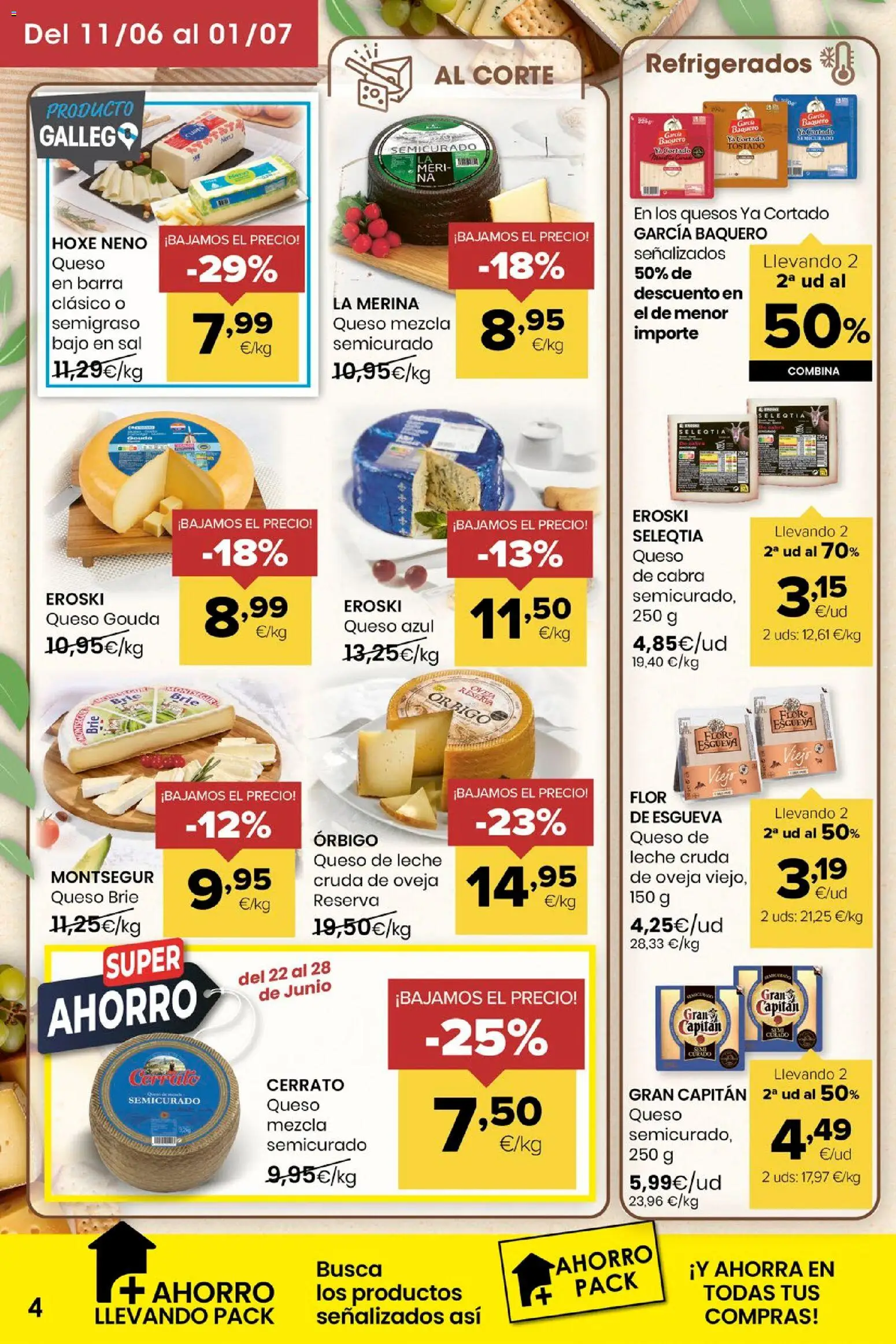 Eroski folleto │ válido desde el 11.06.2026 | Página: 4 | Productos: Leche, Queso, Queso Gouda
