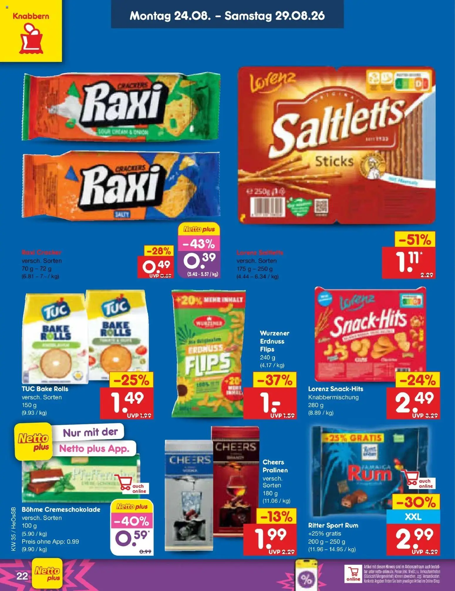 Netto Marken-Discount Prospekt Rostock – gültig ab 24.08.2026 | Seite: 34 | Produkte: Rum, Ritter sport