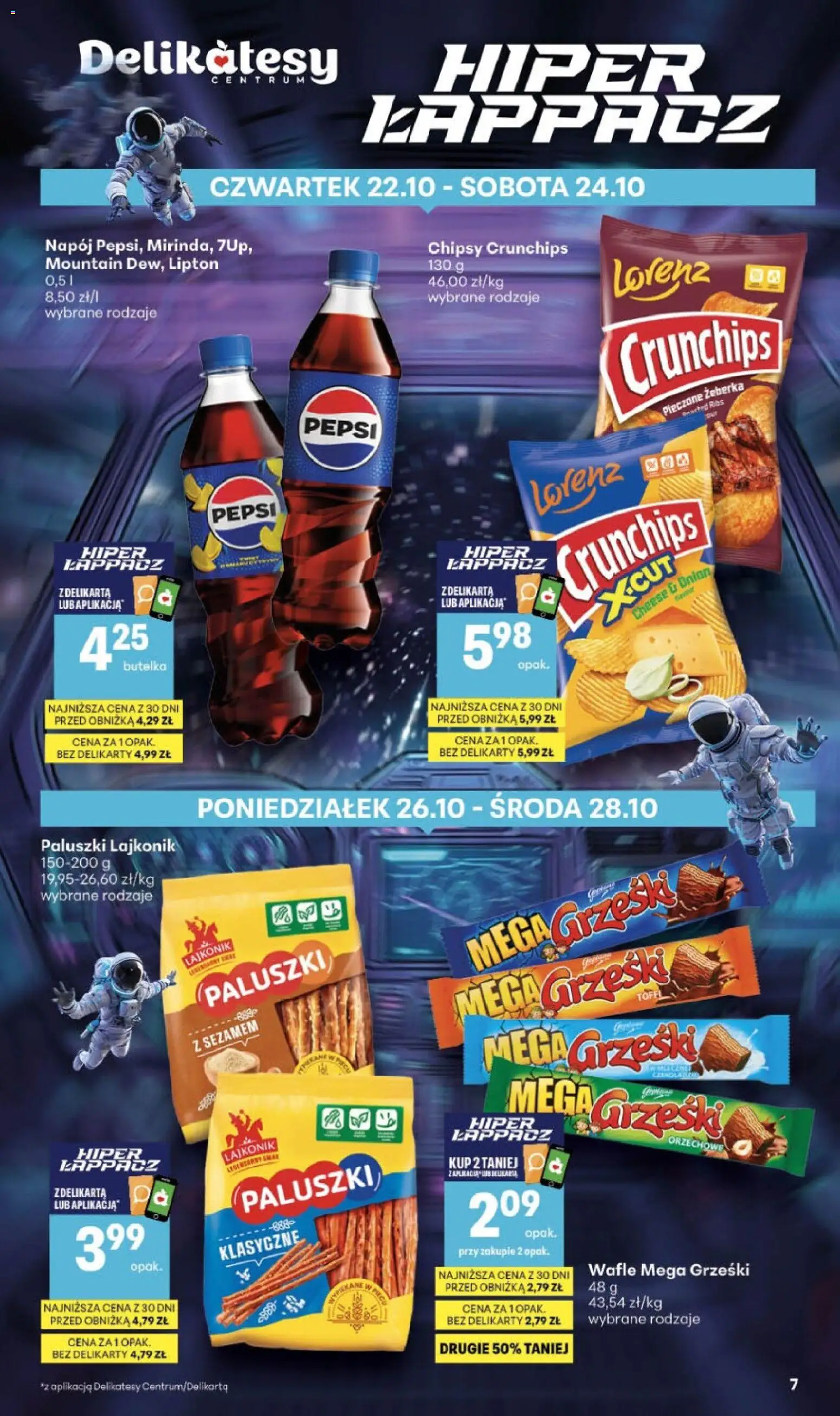 Delikatesy Centrum gazetka od 22.10.2026 | Strona: 7 | Produkty: Chipsy, Wafle, Delikatesy, Paluszki