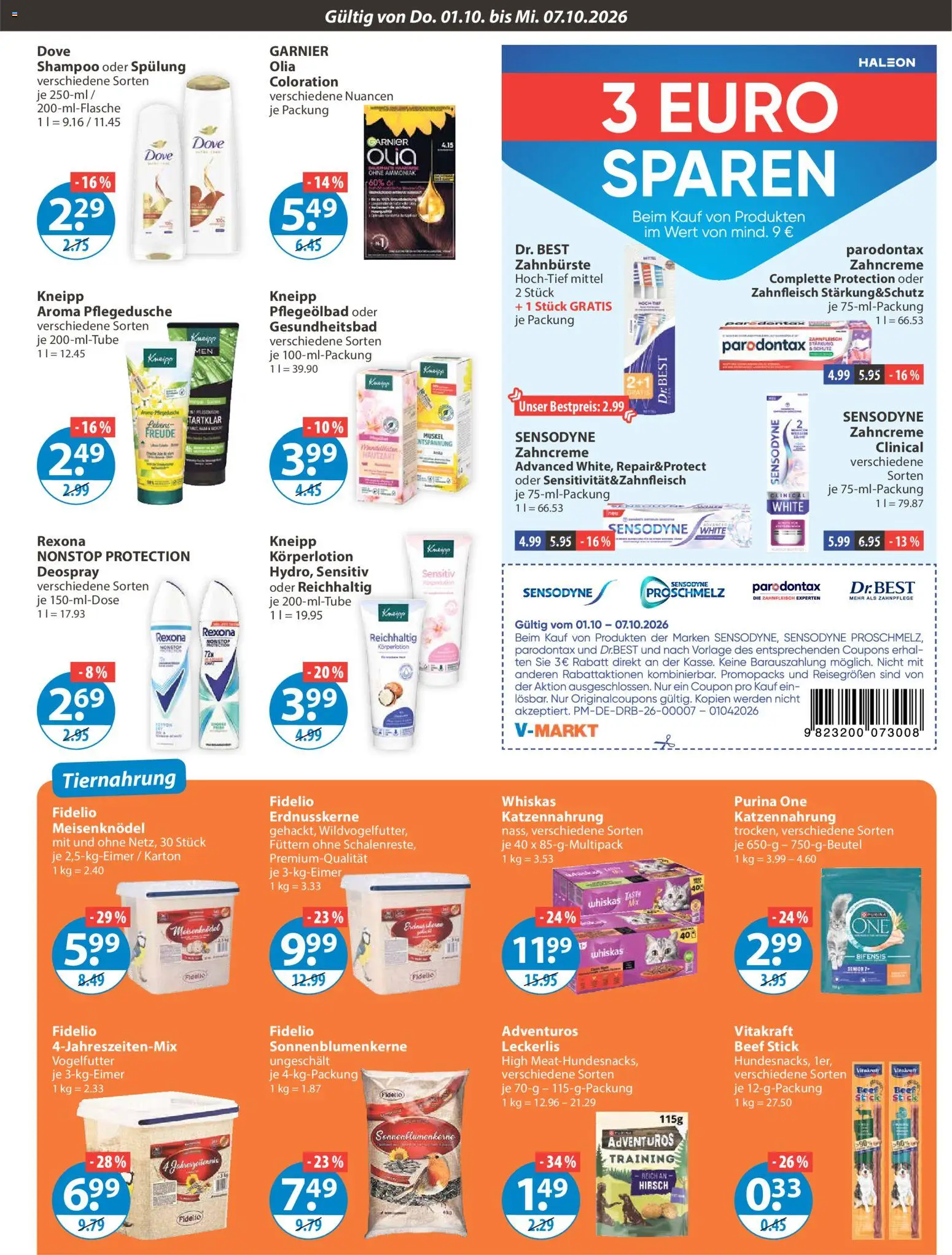 V-Markt Angebote – gültig ab 01.10.2026 | Seite: 13 | Produkte: Purina one, Spülung, Körperlotion, Monitor