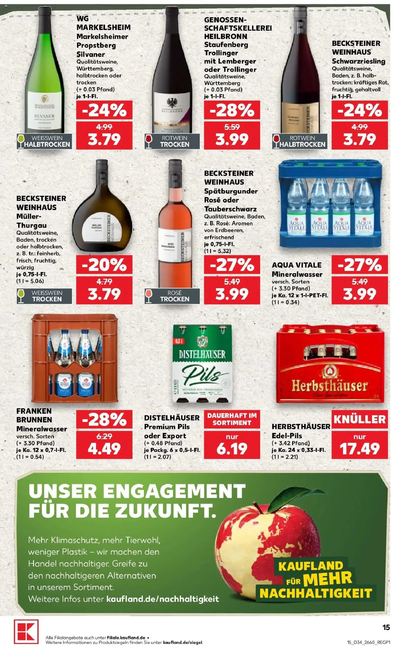 Prospekt Kaufland ab 20.08.2026 » Angebote Online zum Blättern | Seite: 15 | Produkte: Weißwein, Rotwein, Pils, Mineralwasser