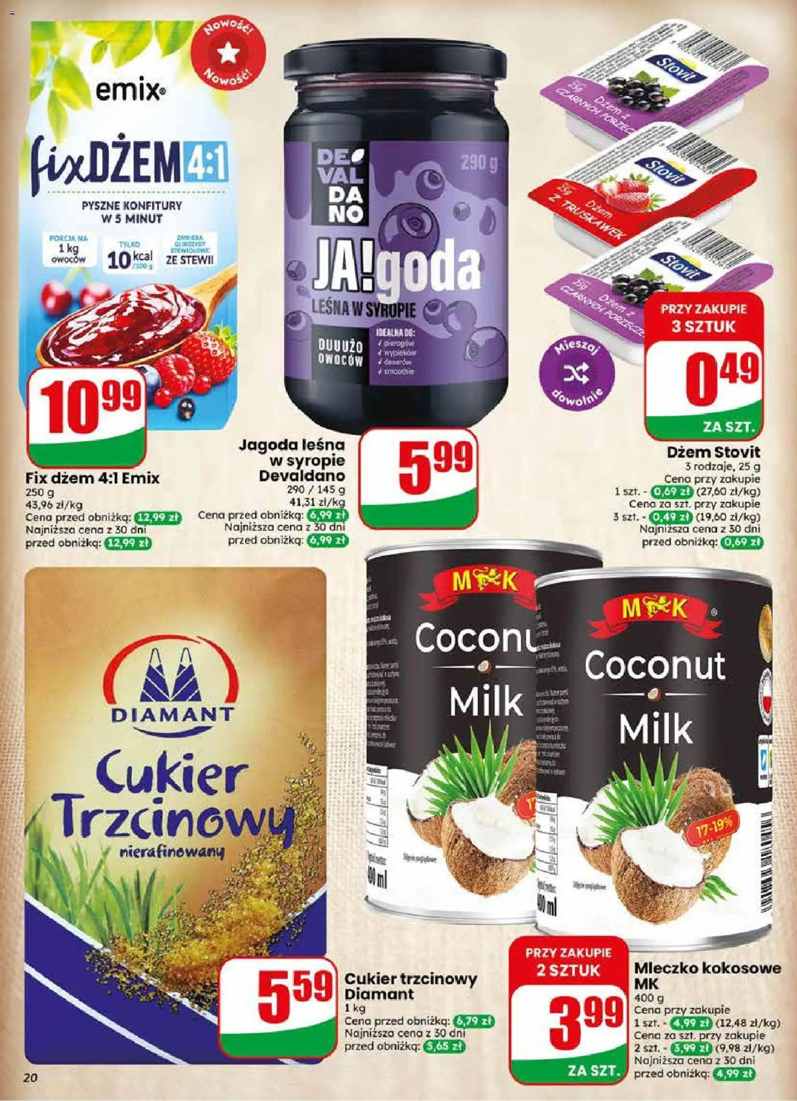 Dino gazetka od 10.06.2026 | Strona: 20 | Produkty: Smoothie, Dżem, Mleczko kokosowe, Cukier