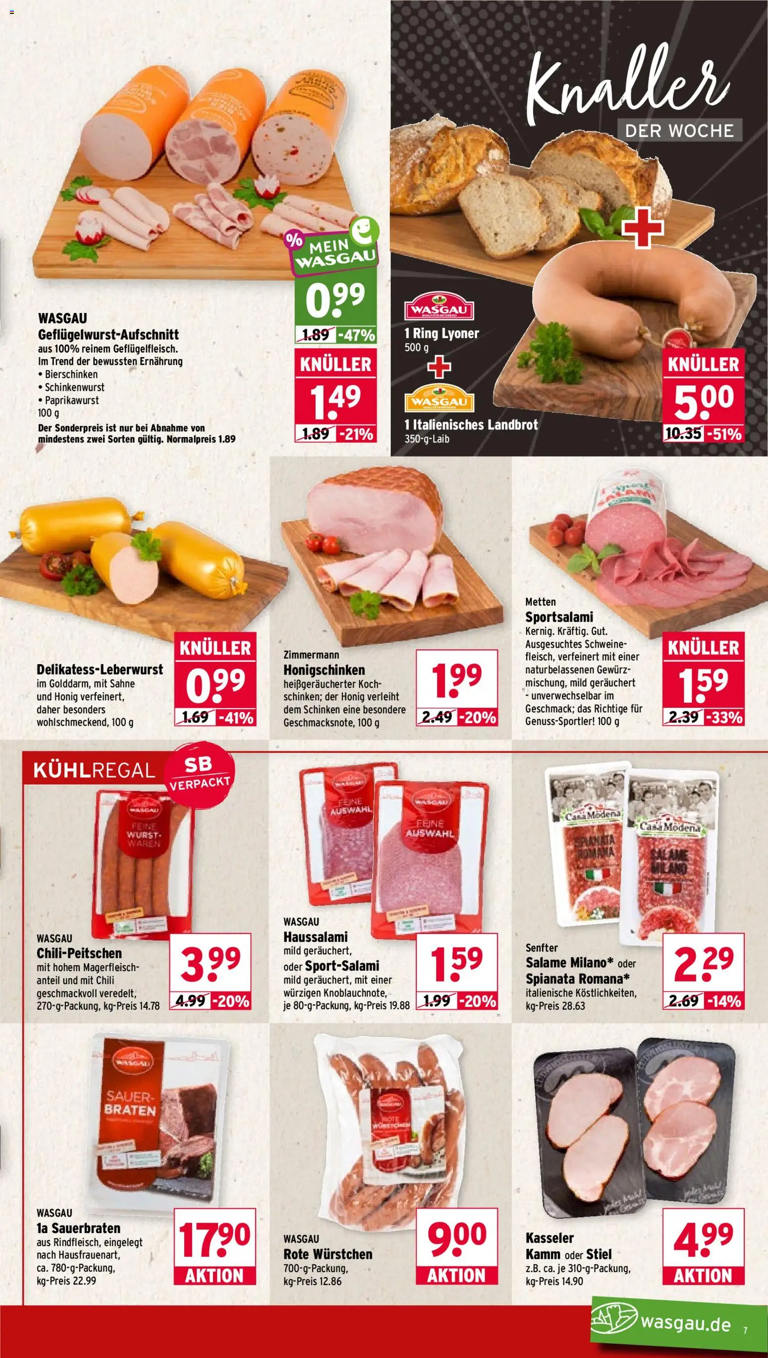 Wasgau Prospekt – gültig ab 26.10.2026 | Seite: 7 | Produkte: Wurst, Chili, Schinken, Sahne