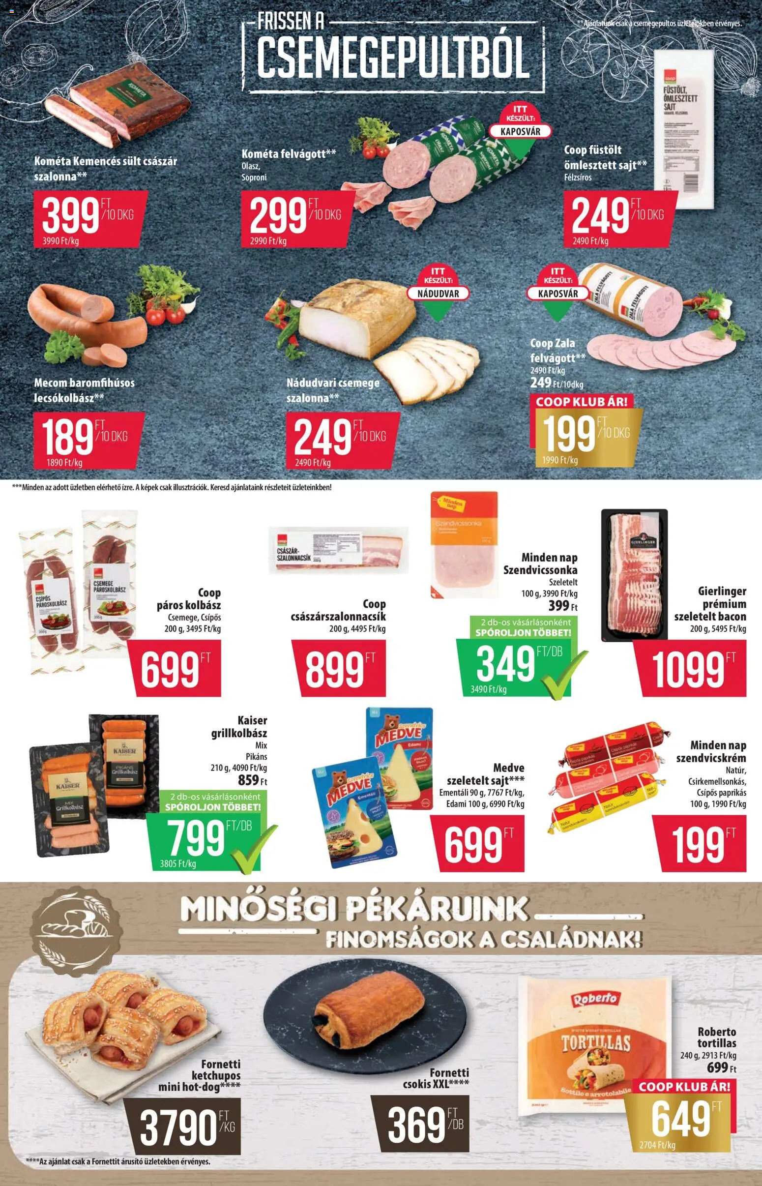 COOP akciós ujság - amely érvényes a következő dátumtól: 02.07.2026 | Oldal: 2 | Termékek: Kolbász, Szeletelt bacon, Sajt, Szalonna