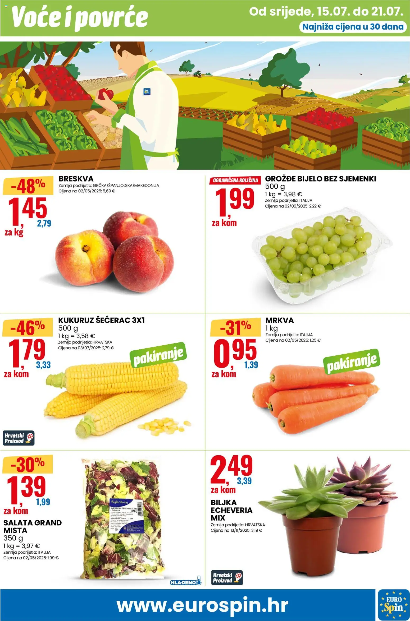 Eurospin katalog | vrijedi od 15.07.2026 | Stranica: 5 | Proizvodi: Salata, Voće, Breskva, Grožđe