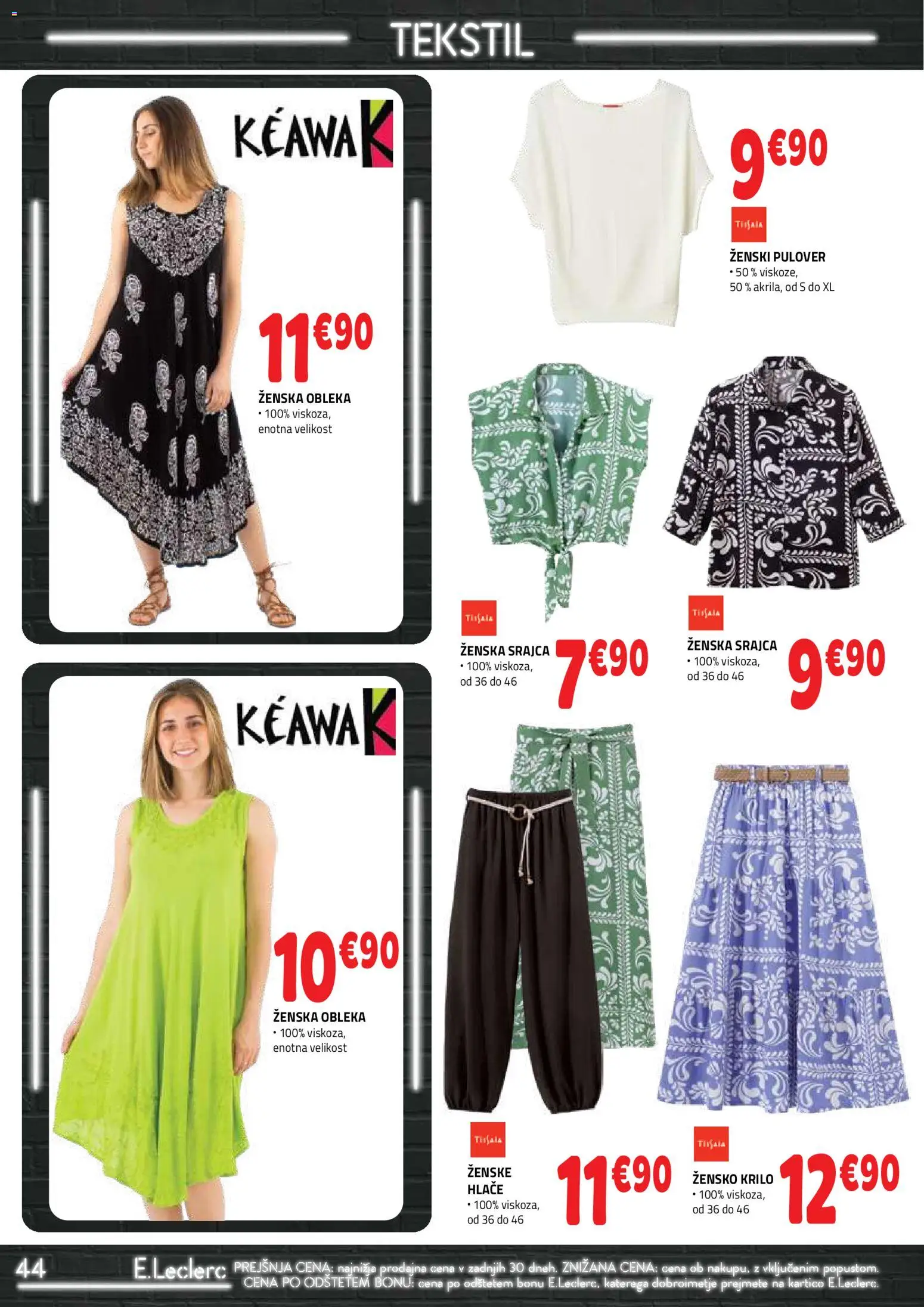 Novi E.leclerc katalog ponudbe – veljaven od 20.05.2026 | Stran: 44 | Izdelki: Srajca, Krilo, Hlace, Obleka