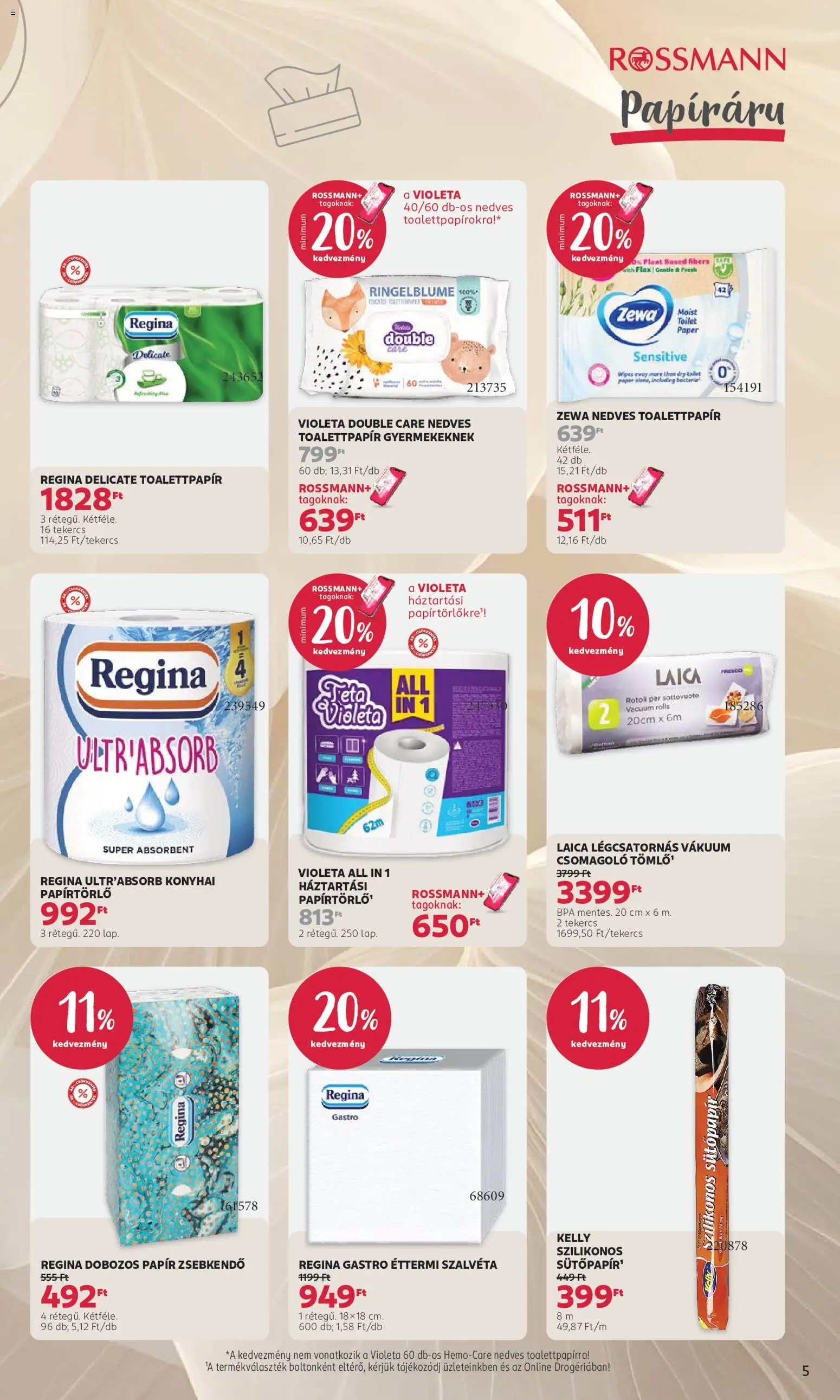 Rossmann akciós ujság - amely érvényes a következő dátumtól: 2026.08.17. | Oldal: 5 | Termékek: Toalettpapír, Zsebkendő, Sütőpapír, Zewa