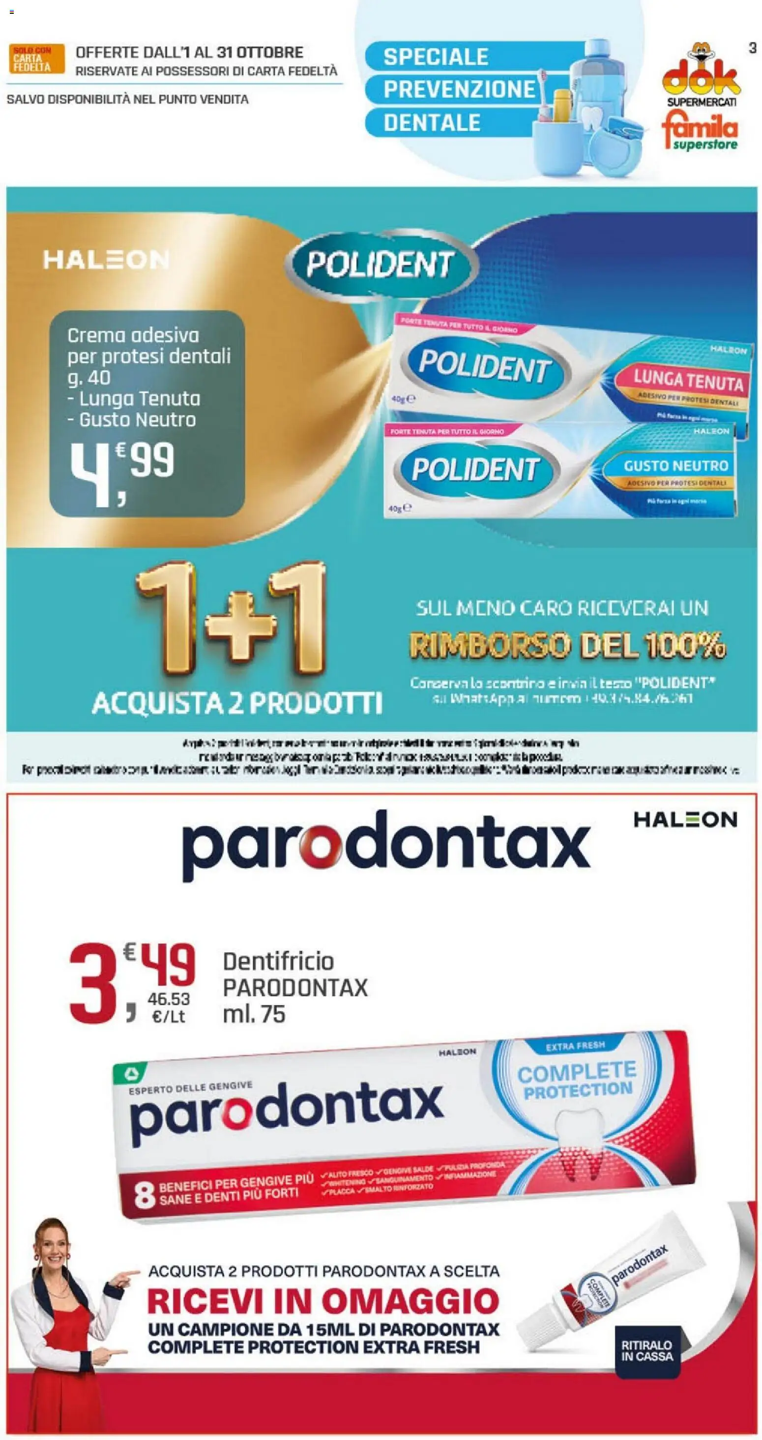Volantino Famila del 01/10/2026 | Pagina: 3 | Prodotti: Crema, Caro, Dentifricio