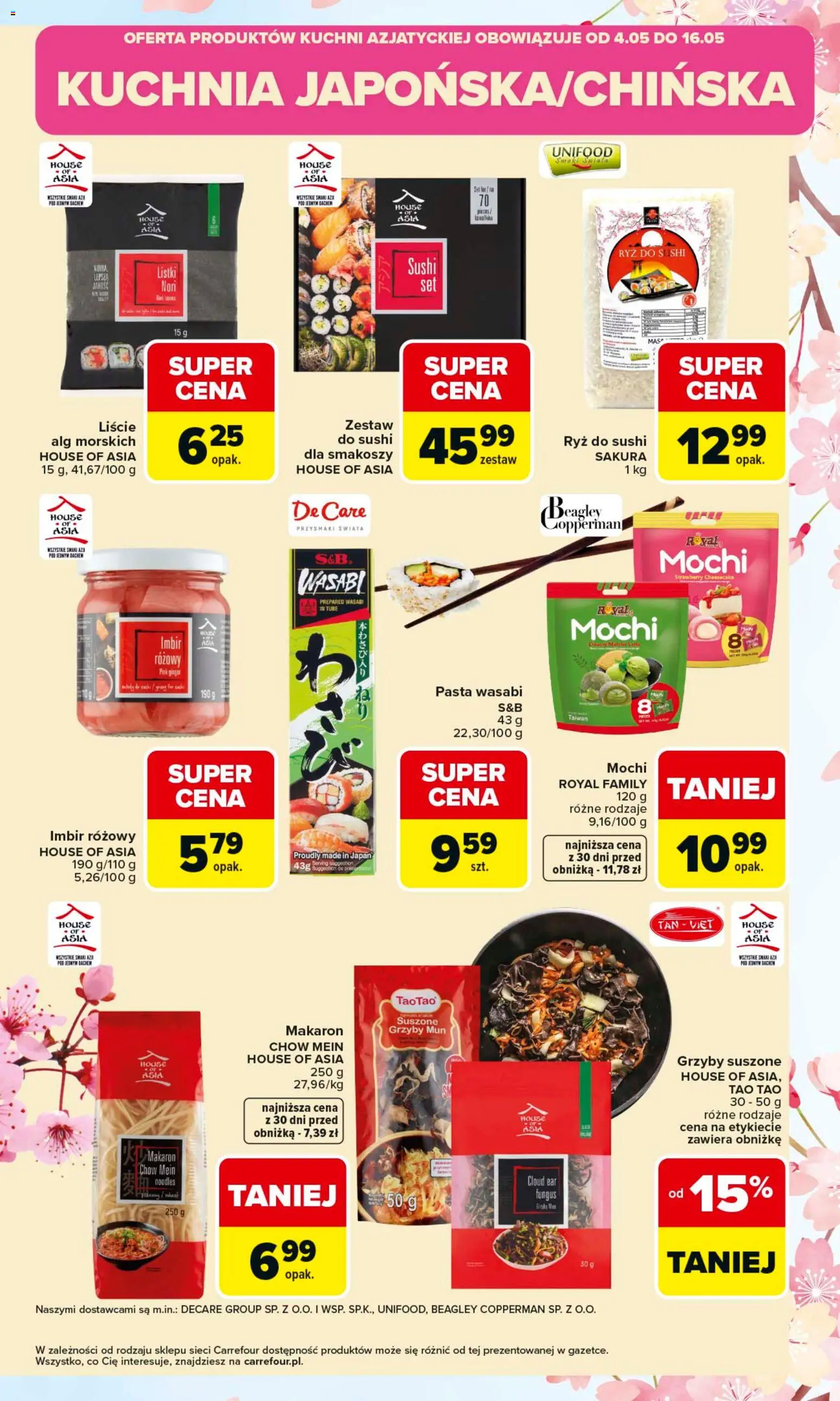 Carrefour gazetka - Kuchnia azjatycka od 04.05.2026 | Strona: 9 | Produkty: Grzyby mun, Makaron chow mein, Por, Sushi