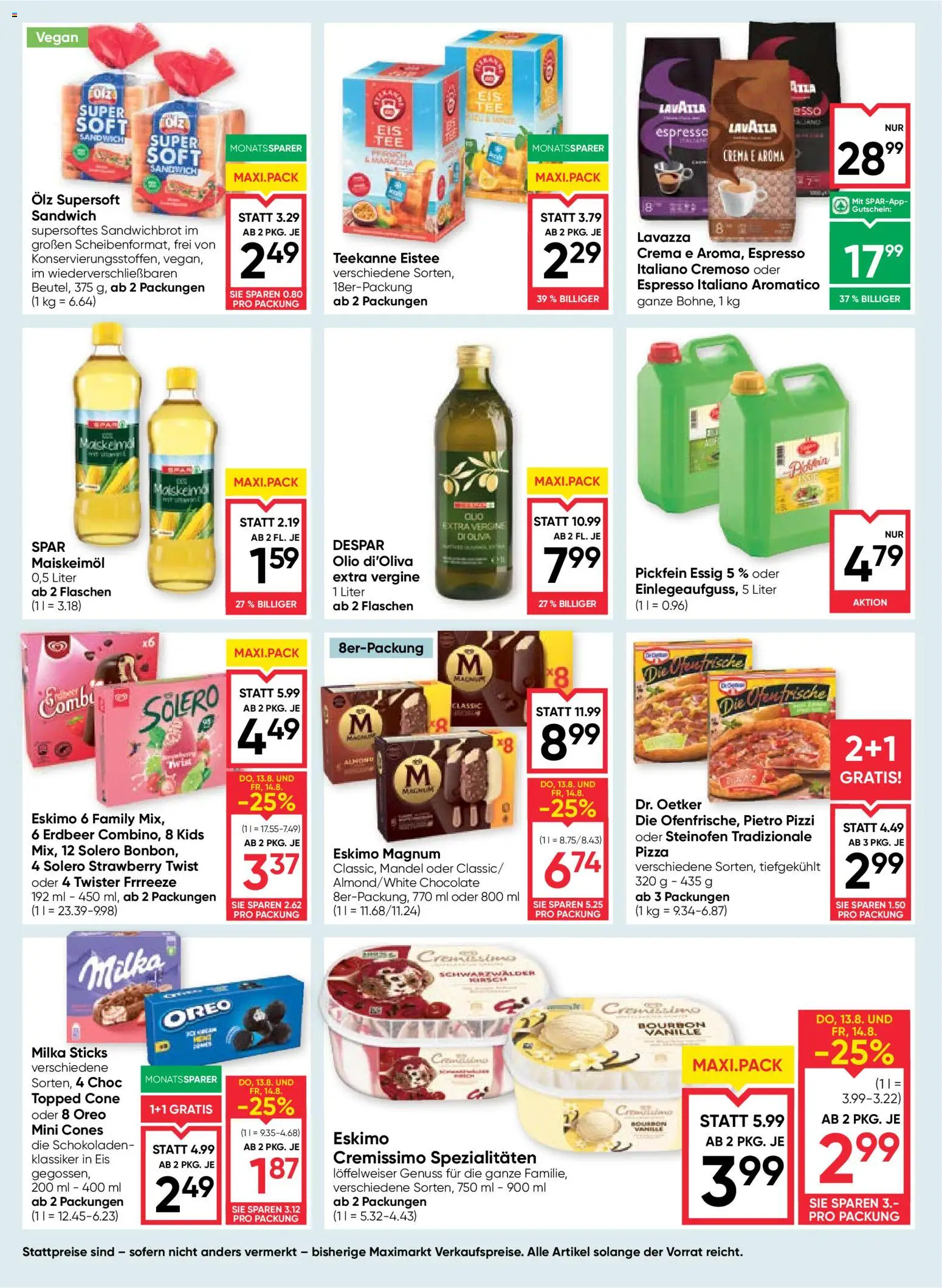 Maximarkt Flugblatt gültig ab 13.08.2026 | Seite: 10 | Produkte: Mandel, Eis, Pizza, Bourbon