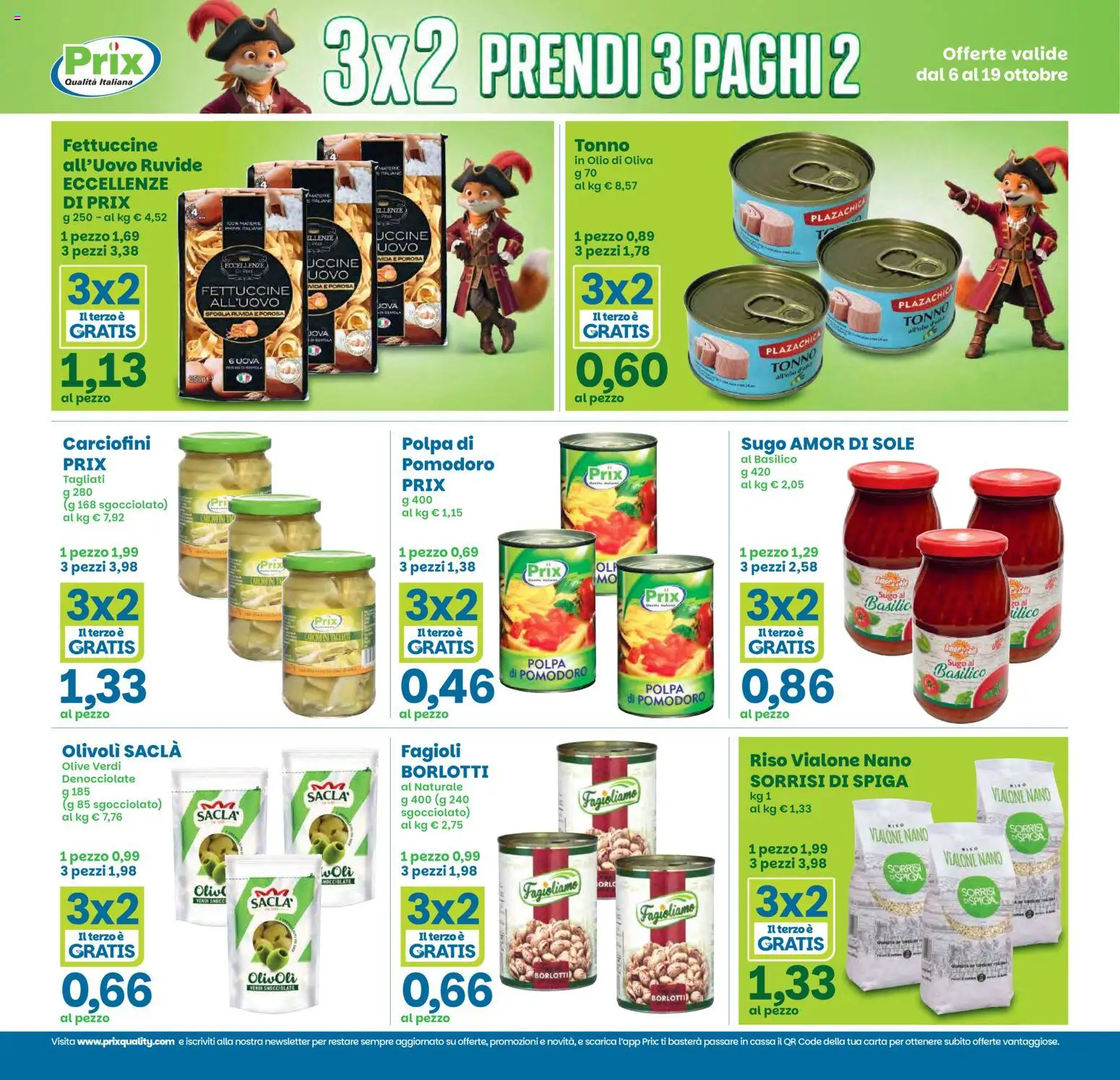 Volantino Prix del 06/10/2026 | Pagina: 6 | Prodotti: Uova, Fagioli, Sugo, Olio di Oliva