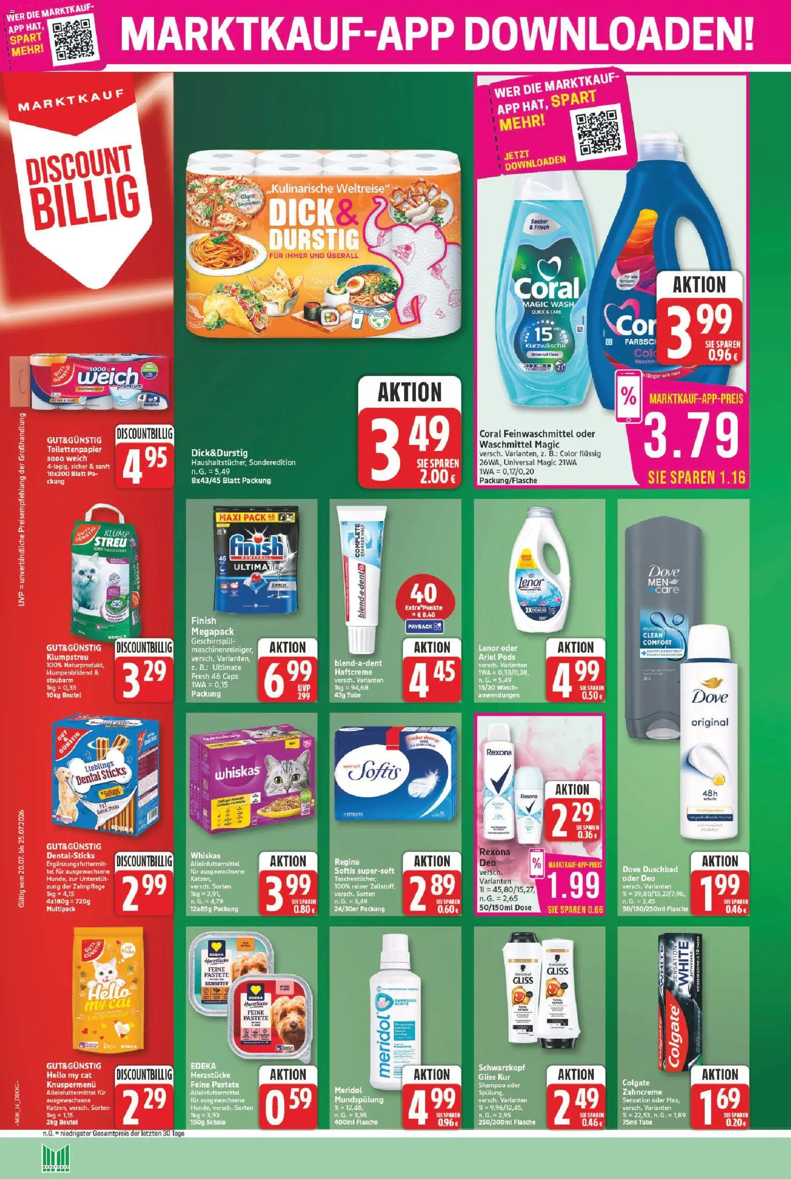 Marktkauf Prospekt – gültig ab 20.07.2026 | Seite: 16 | Produkte: Ariel pods, Ariel, Finish, Shampoo