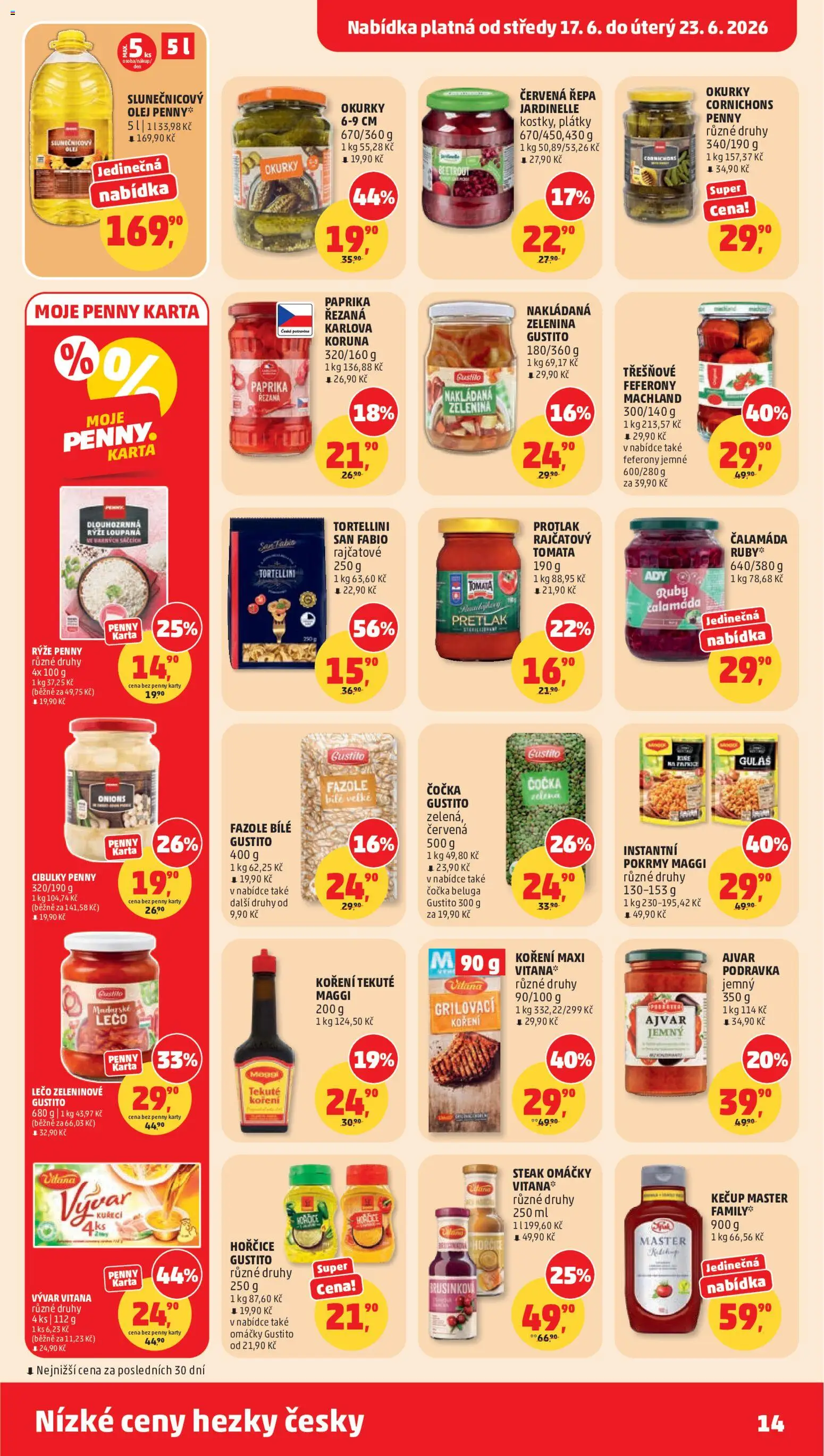 Penny Market leták od 17.06.2026 | Strana: 14 | Produkty: Rýže, Tortellini, Koření, Ajvar