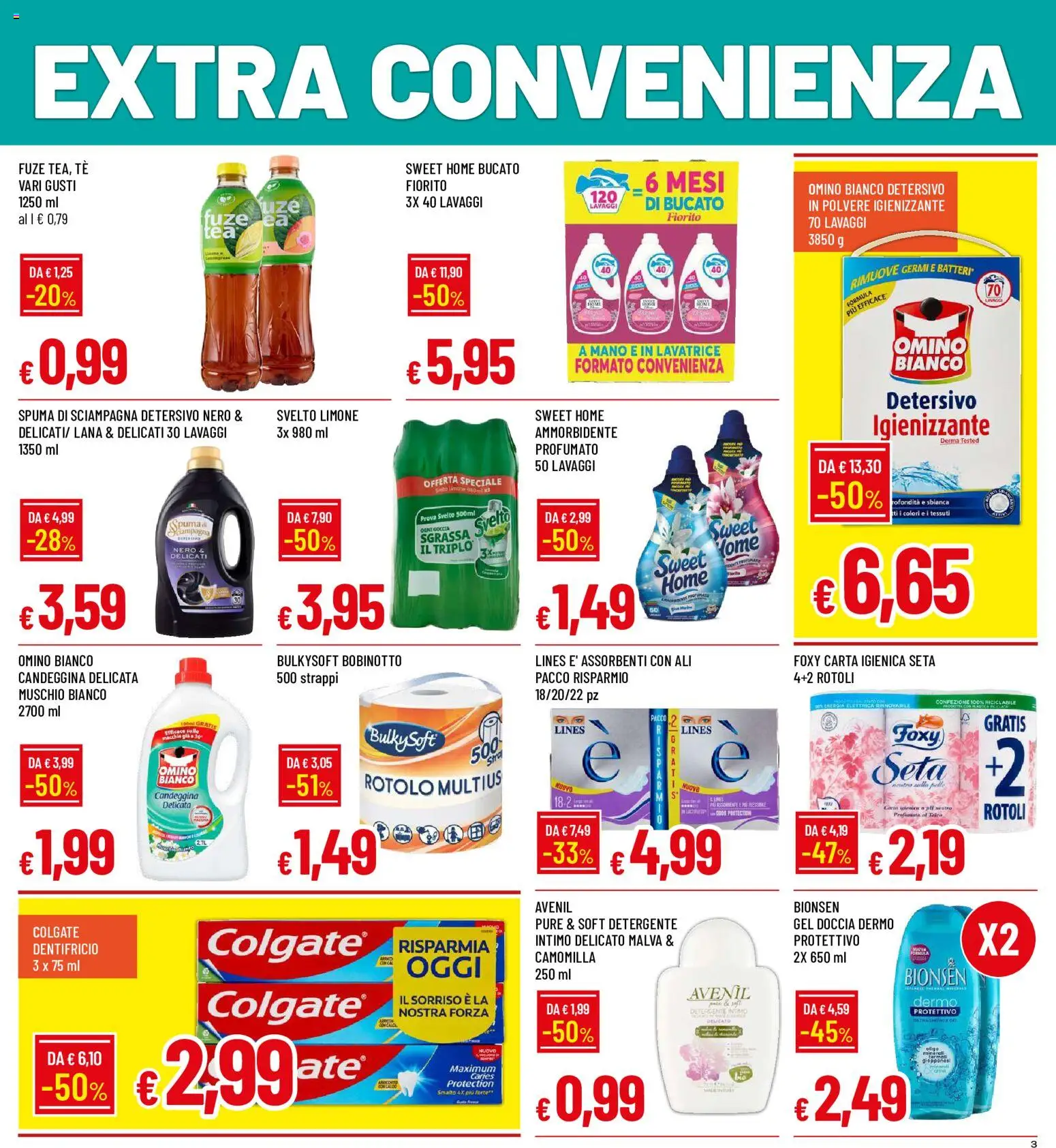 Volantino Galassia del 17/08/2026 | Pagina: 3 | Prodotti: Dentifricio, Detergente, Limone, Lavatrice