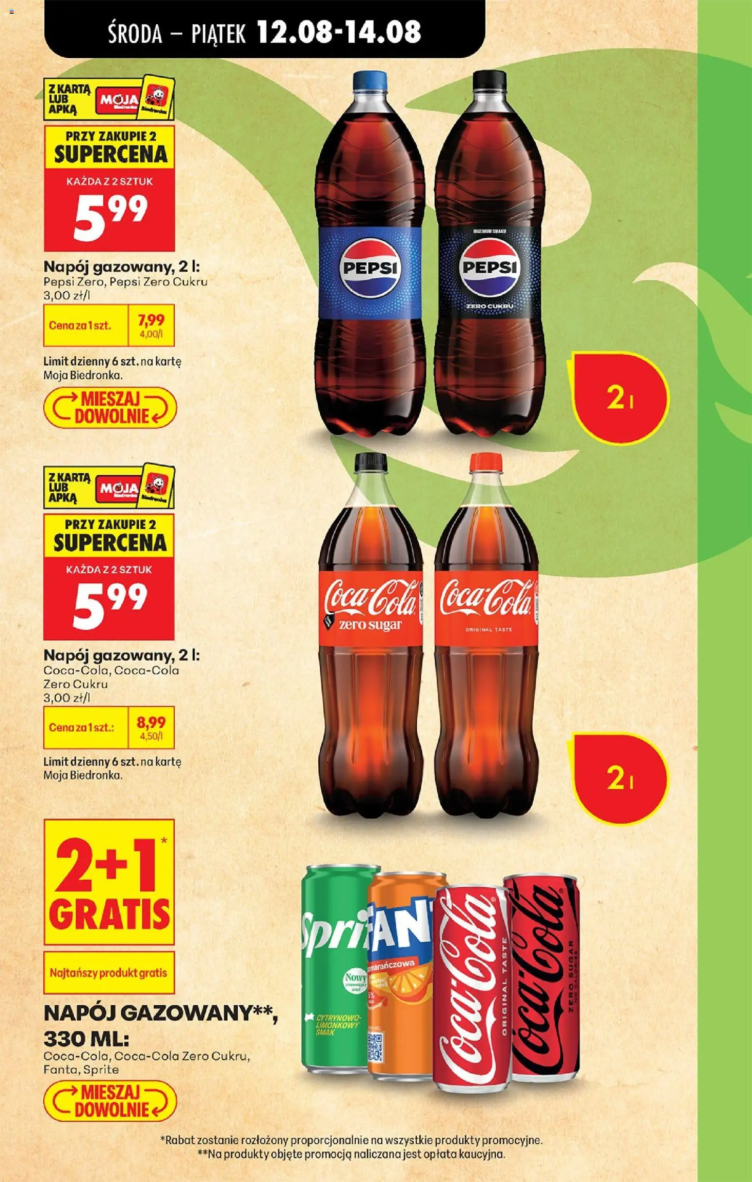 Biedronka gazetka od środy od 12.08.2026 | Strona: 7 | Produkty: Karta, Pepsi, Sprite, Coca cola