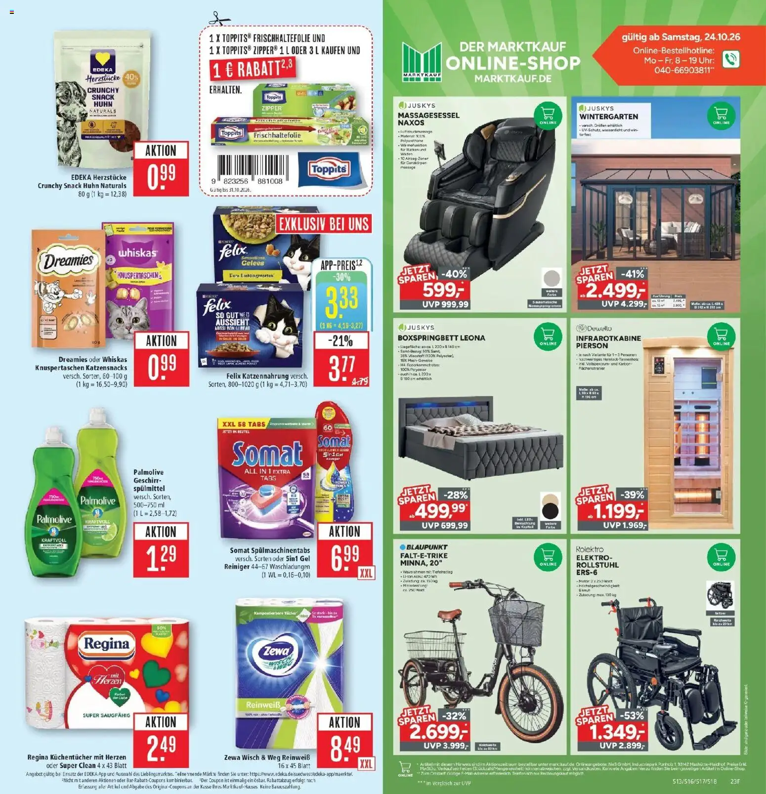 Marktkauf Prospekt Kirchheim (ab 26.10.2026) » Angebote online | Seite: 29 | Produkte: Boxspringbett, Zewa, Spülmaschinentabs, Whiskas