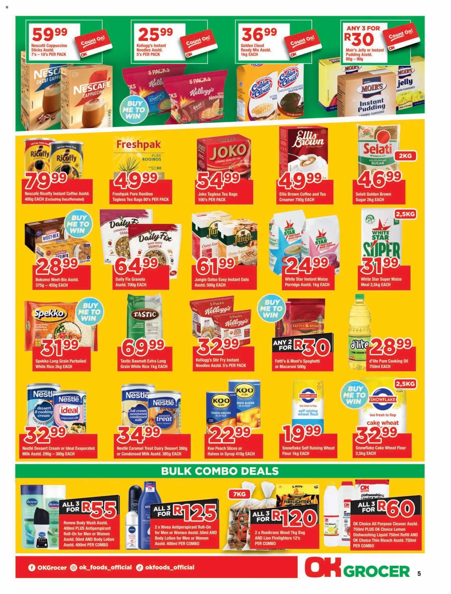 New OK Foods catalogue – valid from 23/10/2026 | Page: 5 | Products: Chocolate, Rice, Cream cream, Spaghetti