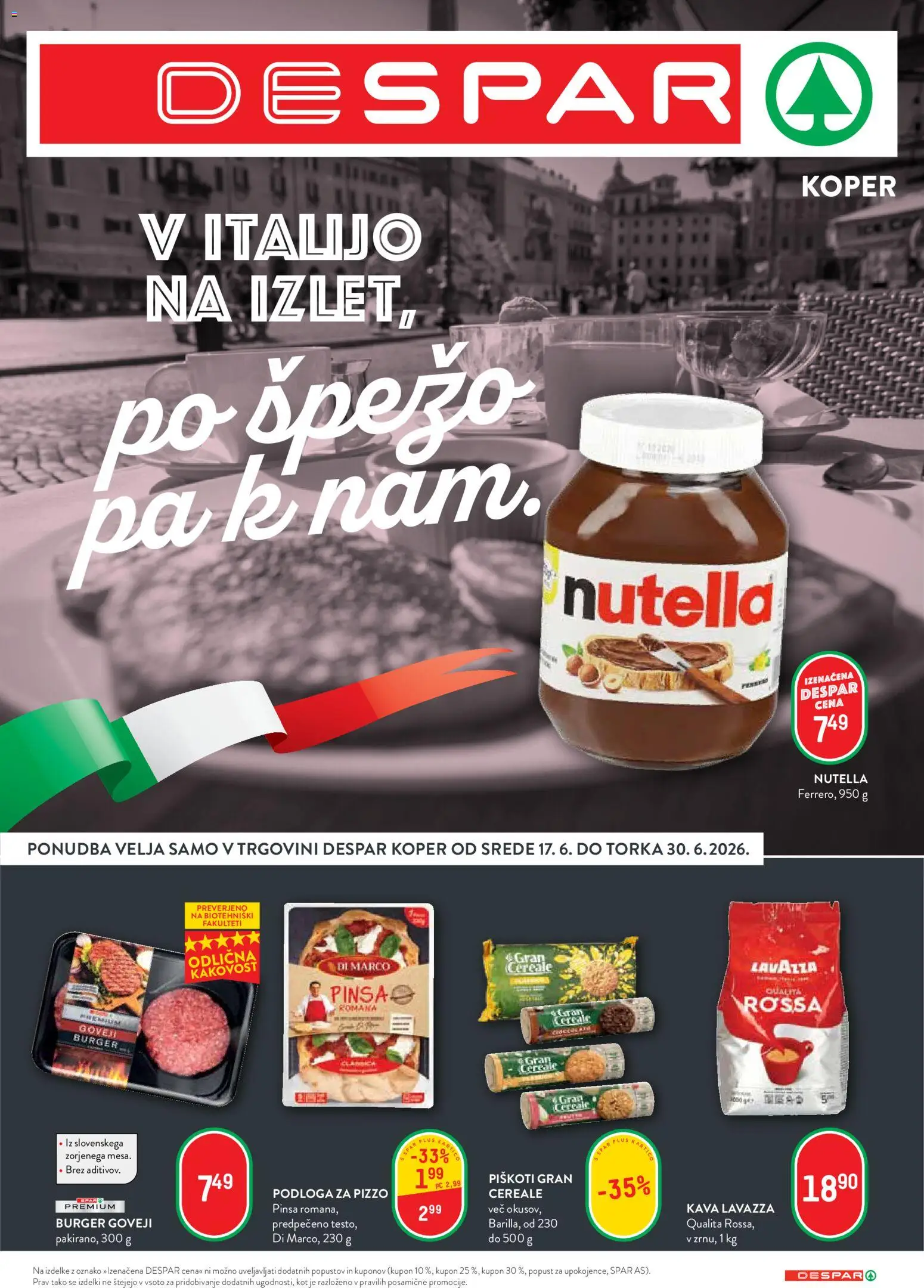 Novi Spar katalog ponudbe – veljaven od 17.06.2026 | Stran: 1 | Izdelki: Podloga, Kava, Piskoti