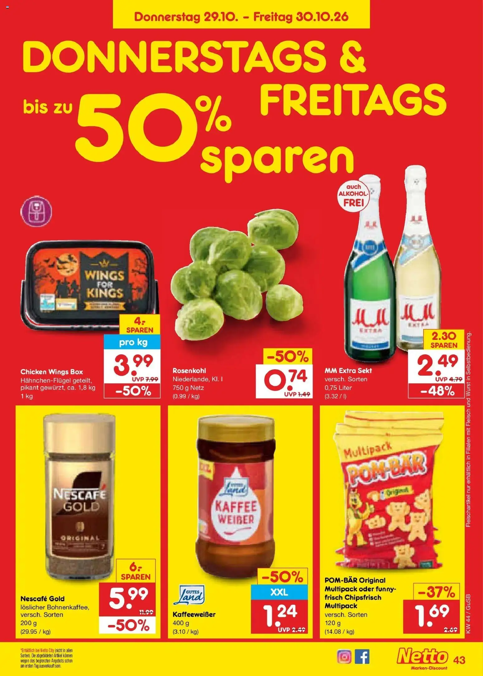 Netto Marken-Discount Prospekt Machern – gültig ab 26.10.2026 | Seite: 61 | Produkte: Nescafe, Sekt, Box, Fleisch