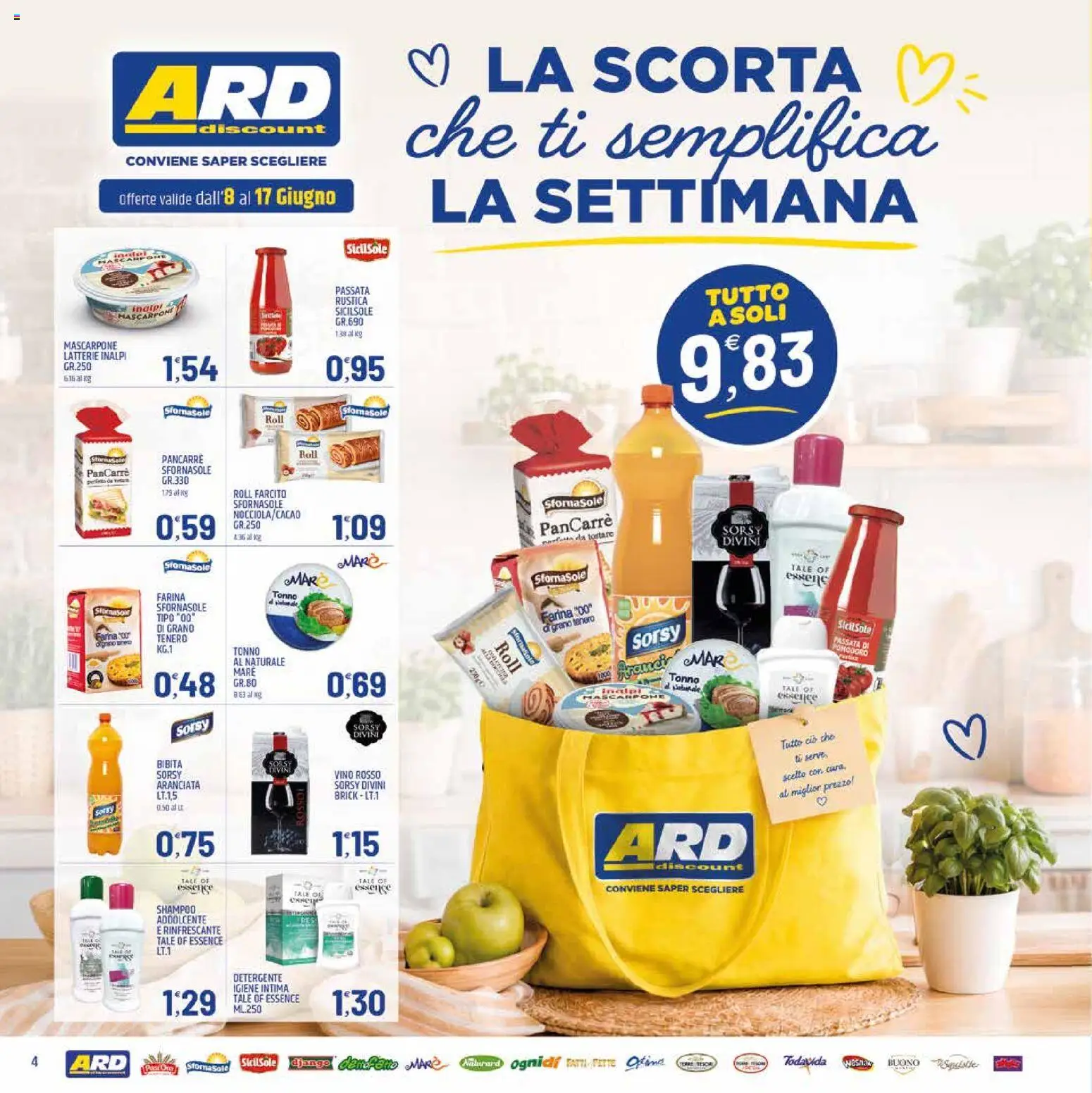 Volantino ARD Discount del 06.06.2026 | Pagina: 4 | Prodotti: Shampoo, Vino, Tonno, Mascarpone
