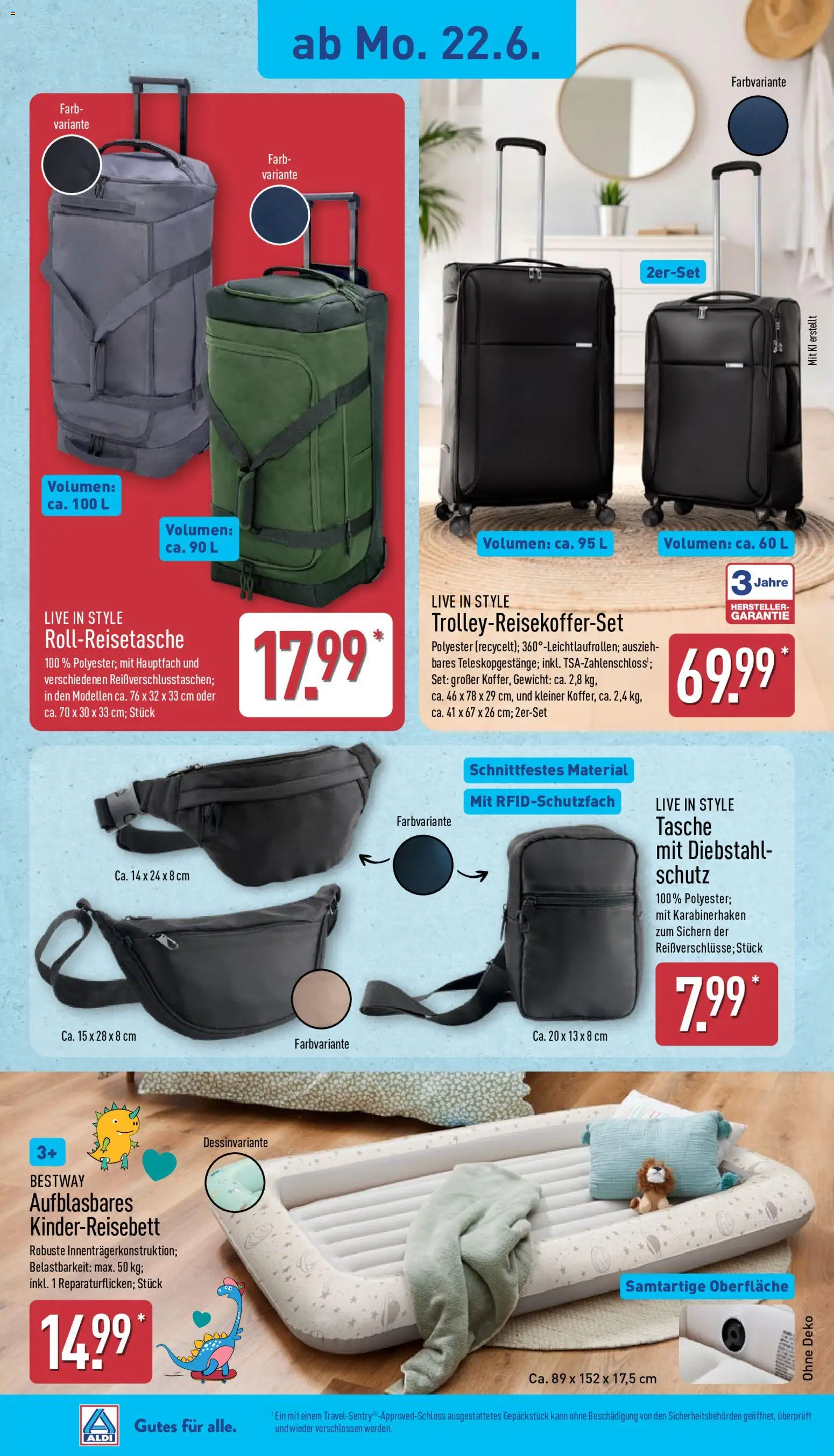 Aldi Ausblick – gültig ab 22.06.2026 | Seite: 3 | Produkte: Tasche, Gewicht