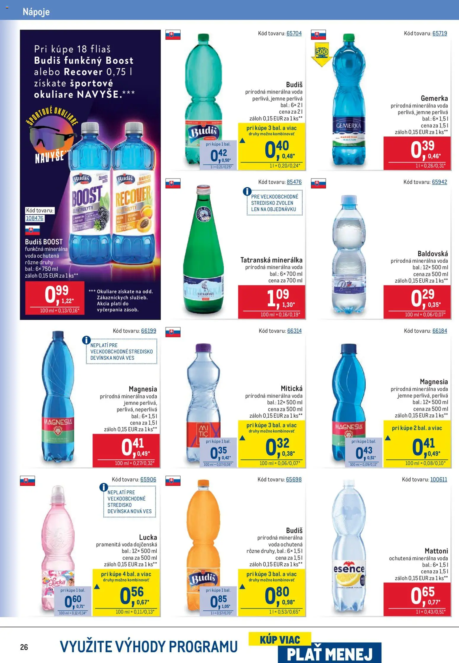 Nové Metro akcie – leták je platný od 17.06.2026 | Strana: 26 | Produkty: Magnesia, Mattoni, Minerálna voda, Gemerka