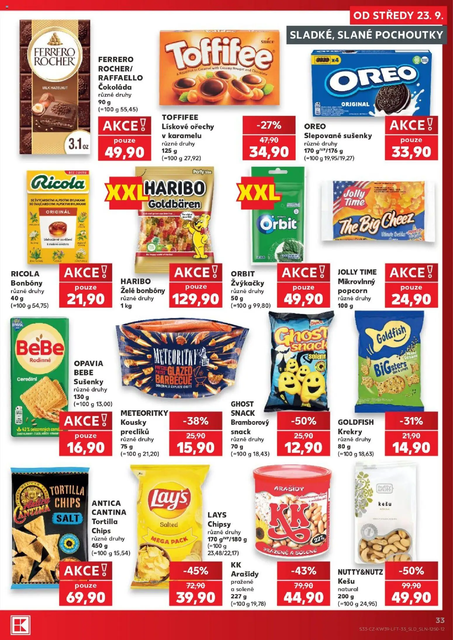 Kaufland leták - Kolín od 23.09.2026 | Strana: 33 | Produkty: Ořechy, Želé bonbóny, Bebe, Sušenky