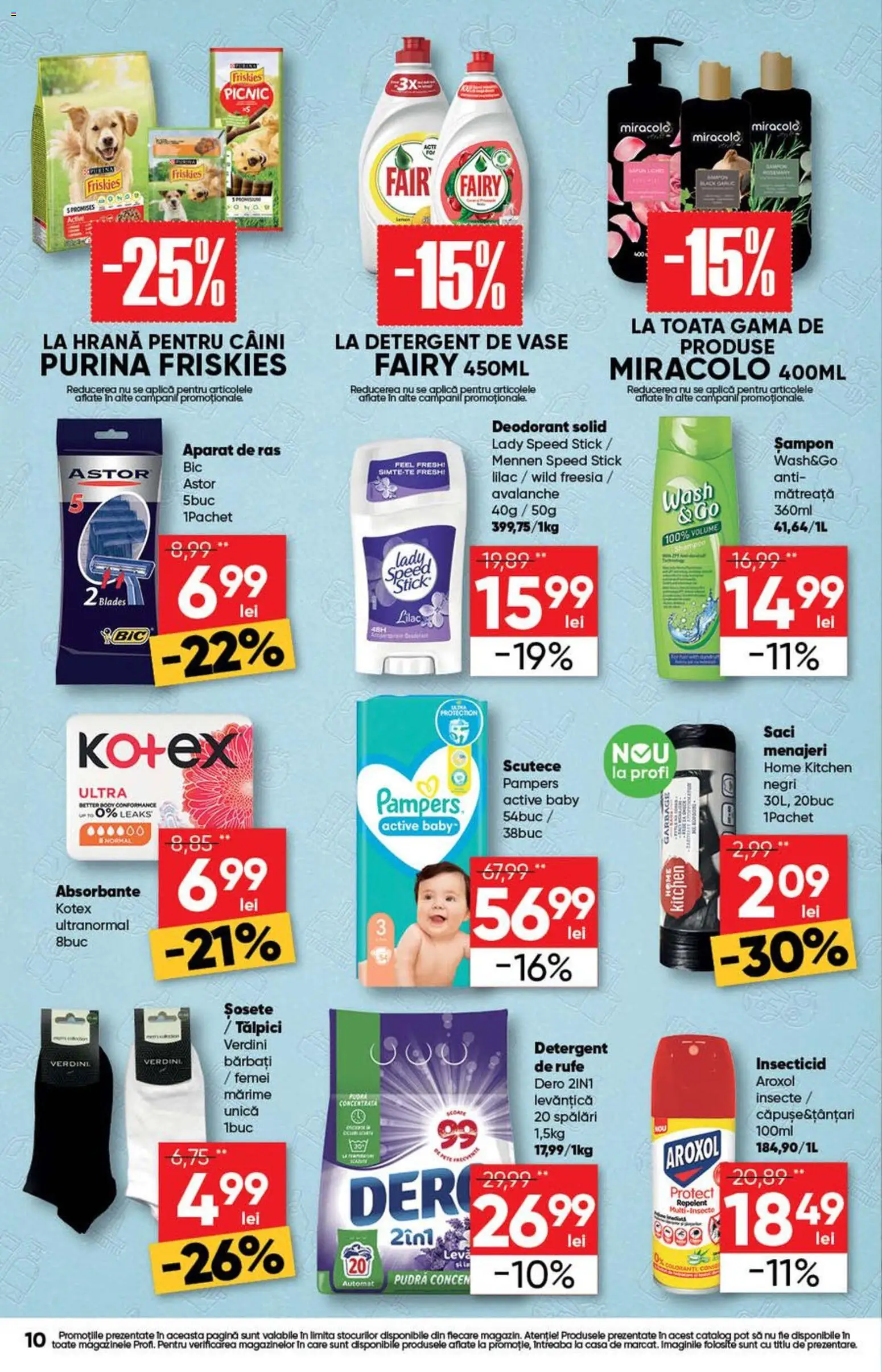 Noul catalog Profi – valabil de la 08.07.2026 | Pagină: 10 | Produse: Tălpici, Saci menajeri, Șosete, Scutece