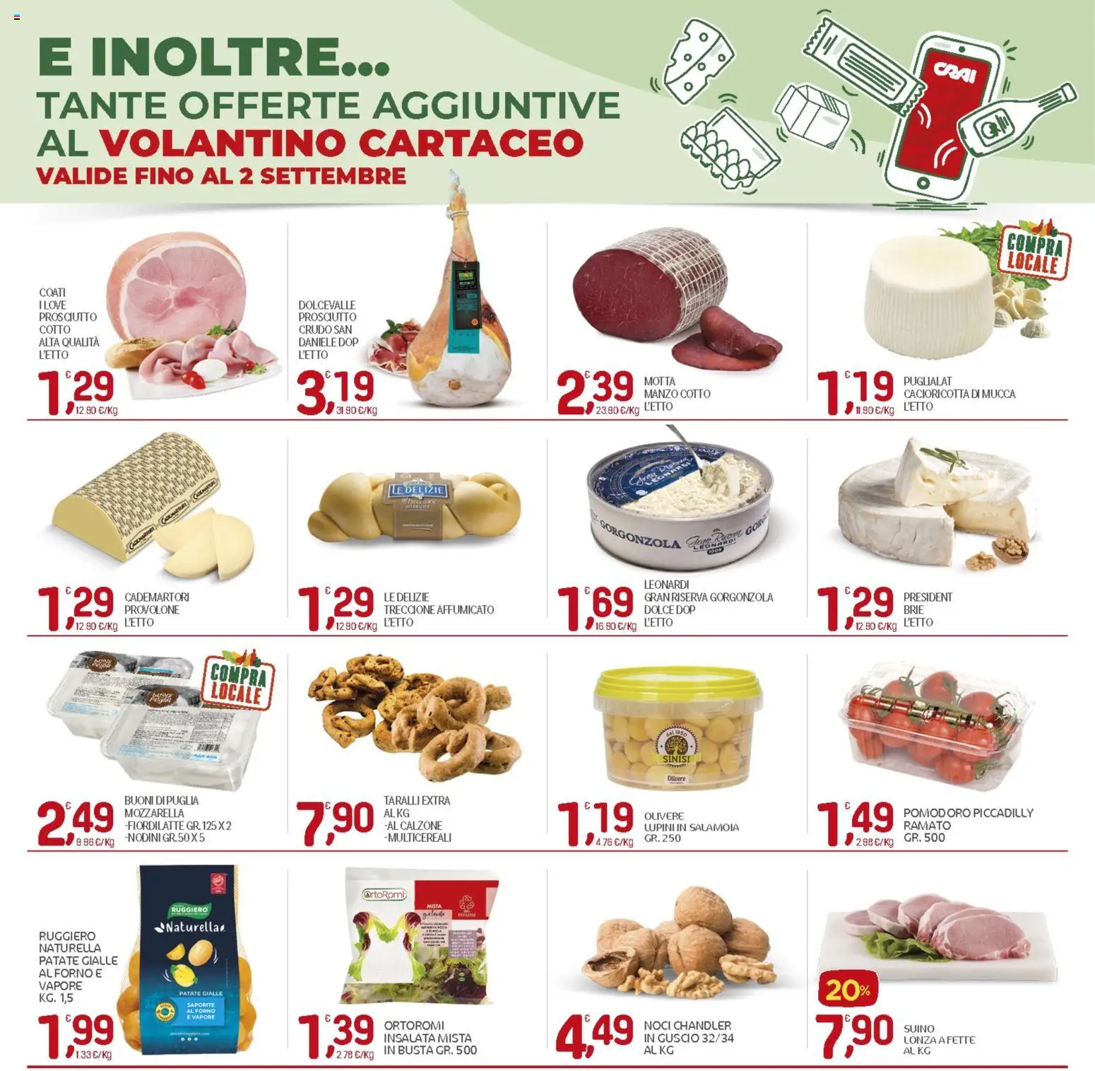 Volantino CRAI del 20/08/2026 | Pagina: 18 | Prodotti: Lupini, Provolone, Pomodoro, Taralli