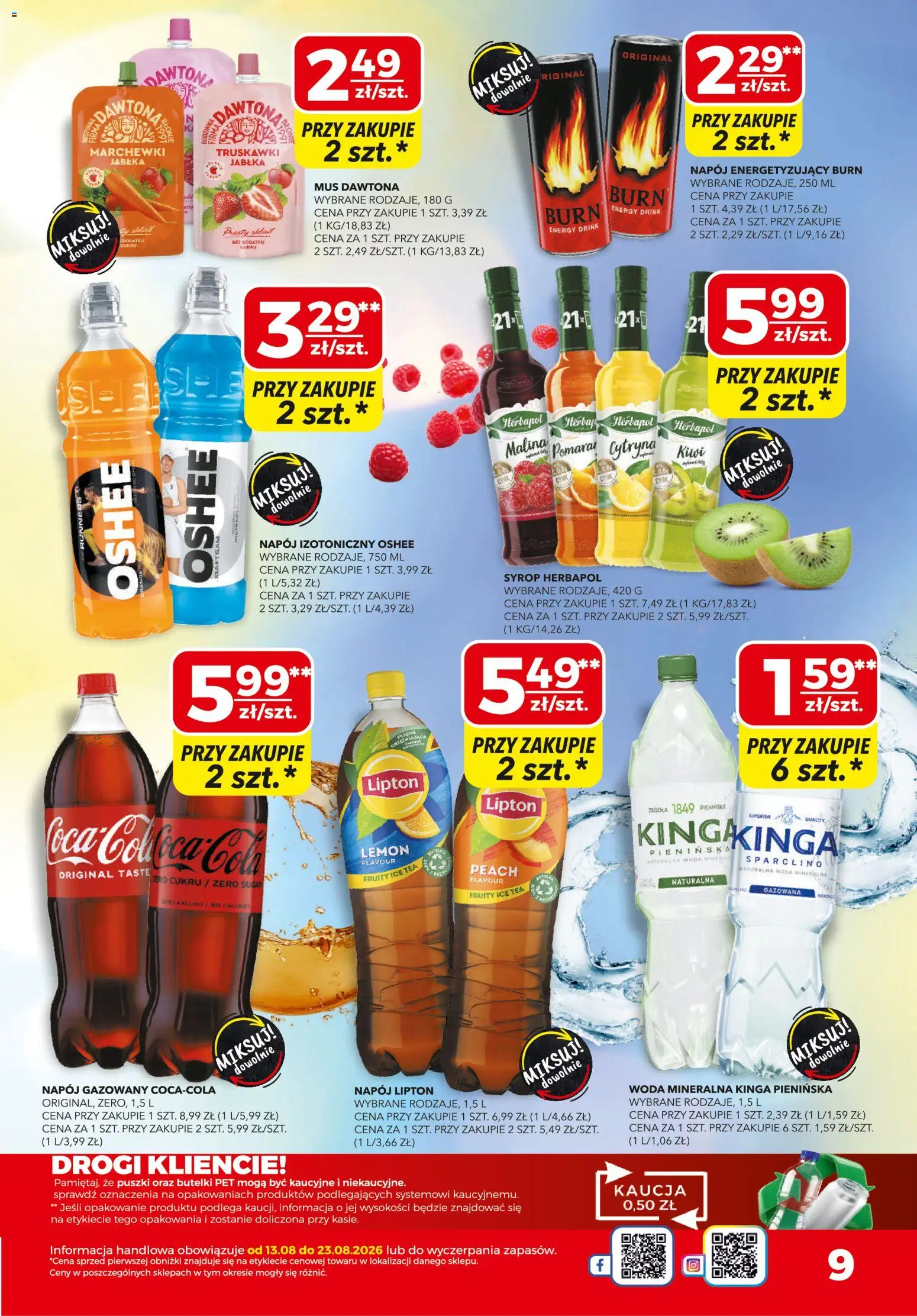 Top Market gazetka od 13.08.2026 | Strona: 9 | Produkty: Syrop, Ice Tea, Woda mineralna, Truskawki