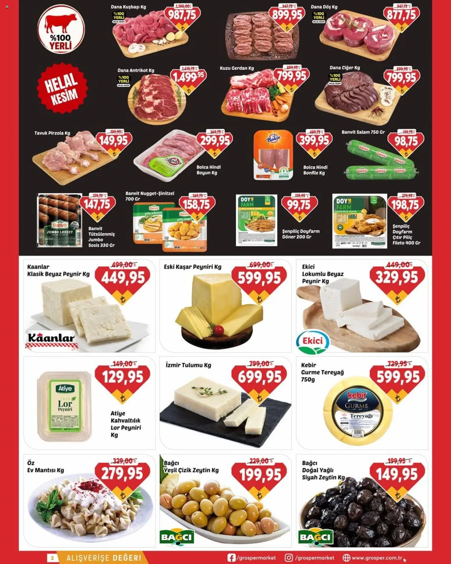 Grosper Katalog - 28 Ekim 2026 tarihinden itibaren geçerlidir | Sayfa: 2 | Ürünler: Peynir, Salam, Pirzola, Bonfile
