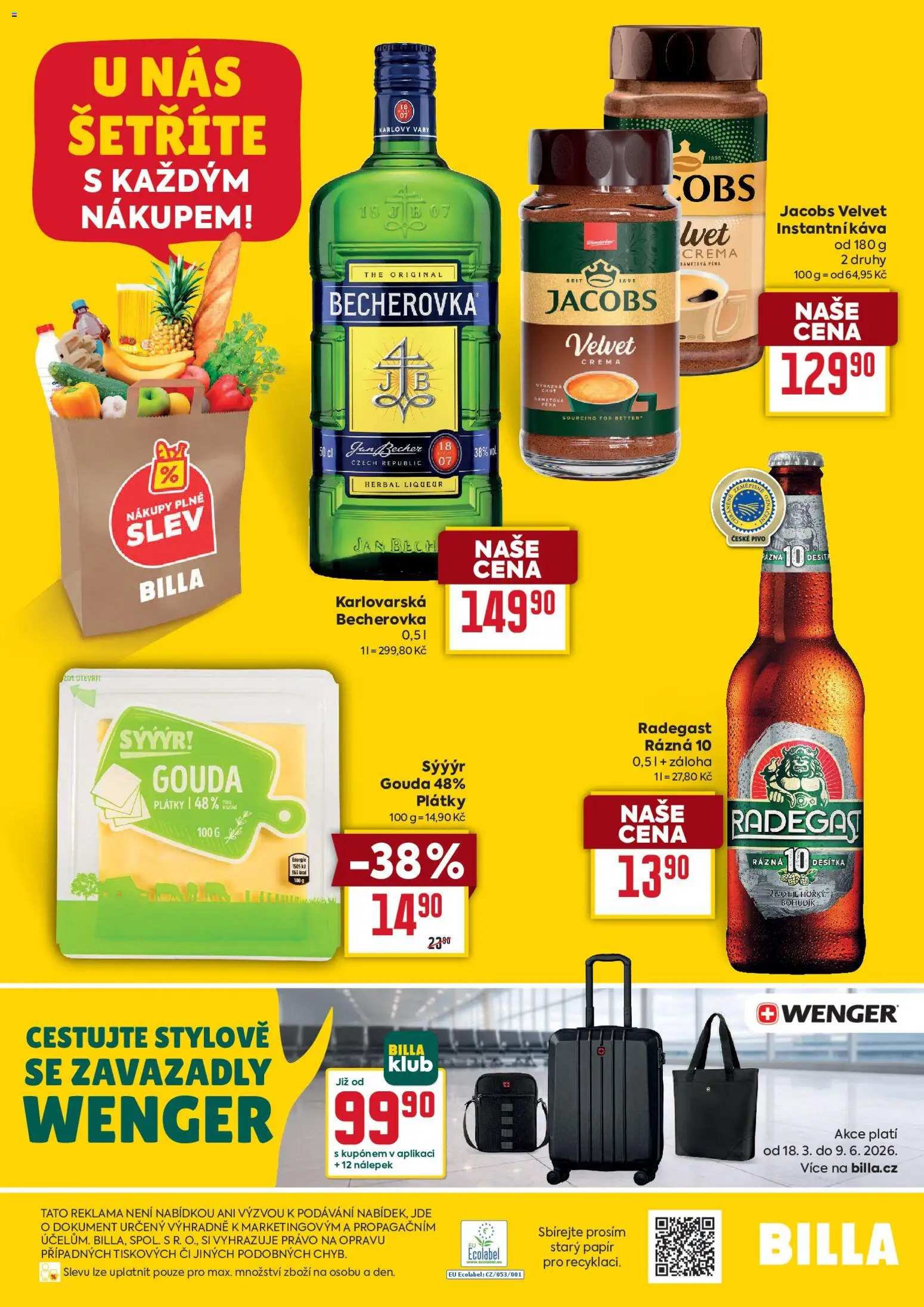 Billa leták - Speciální nabídka od 15.04.2026 | Strana: 2 | Produkty: Pivo, Radegast, Crema, Jacobs velvet