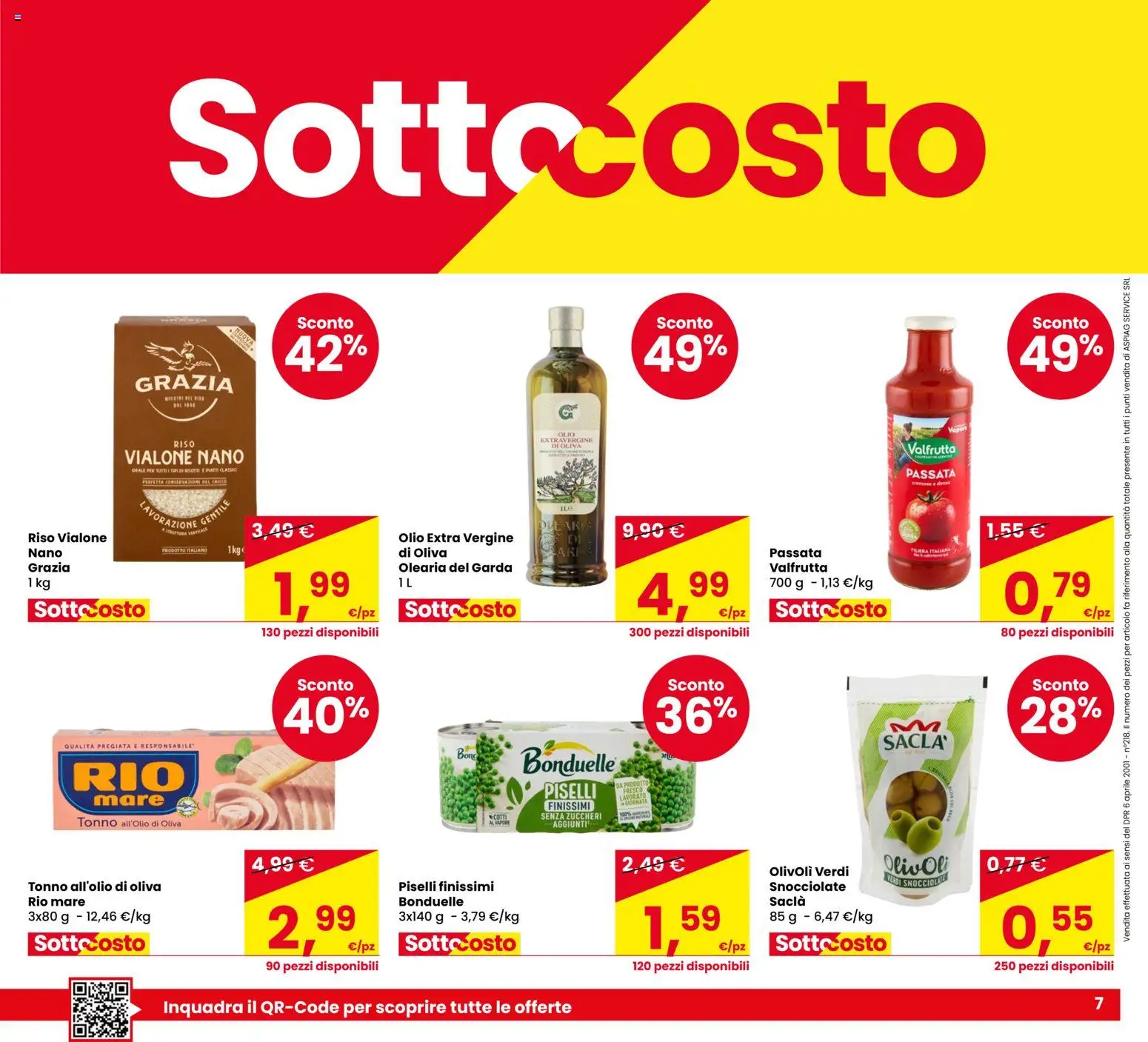 Volantino Despar del 22/10/2026 | Pagina: 7 | Prodotti: Riso, Olio, Piselli, Olio extra vergine