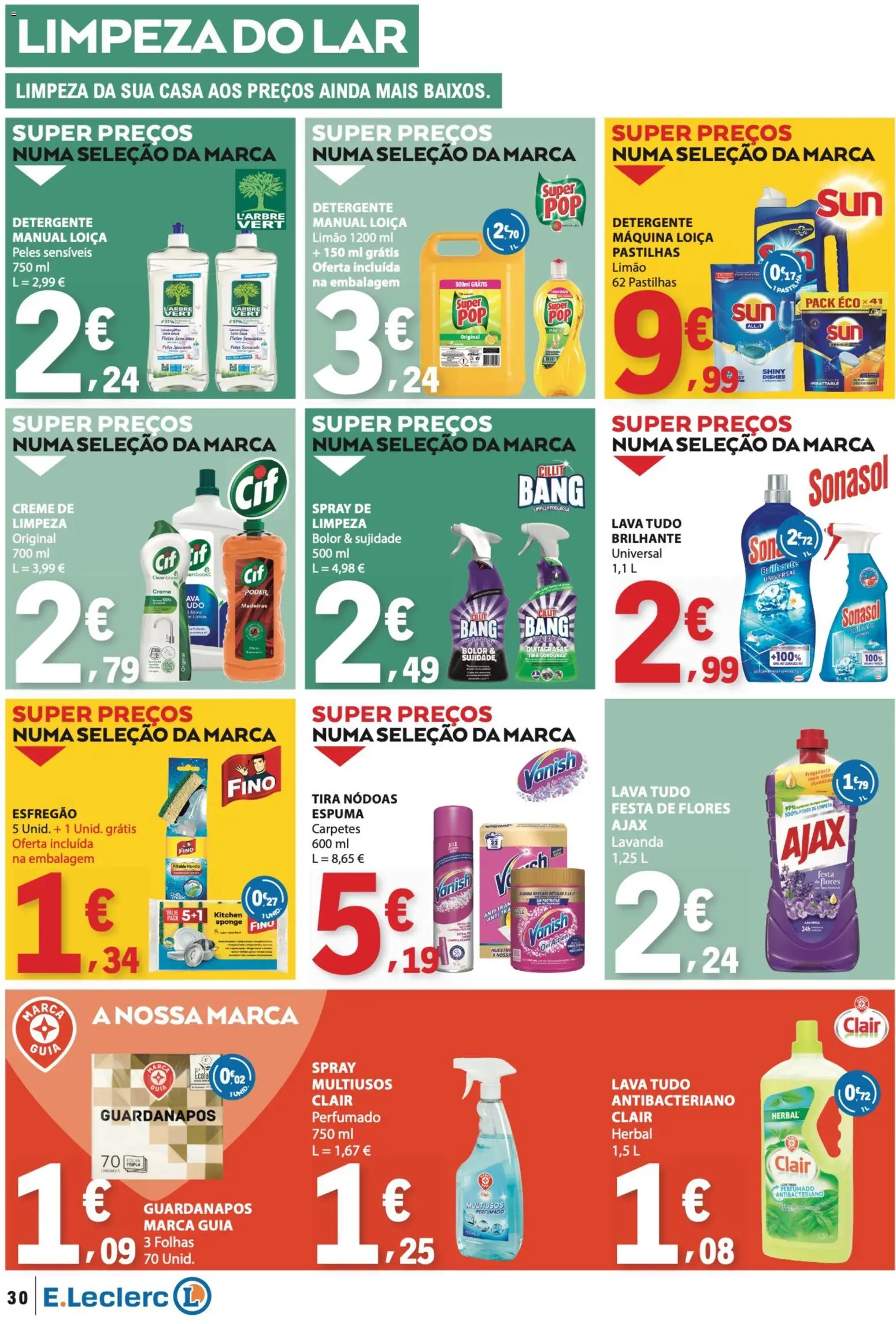 E.Leclerc folheto │ válido de 08/10/2026 | Página: 30 | Produtos: Esfregão, Fragrância, Detergente, Madeiras