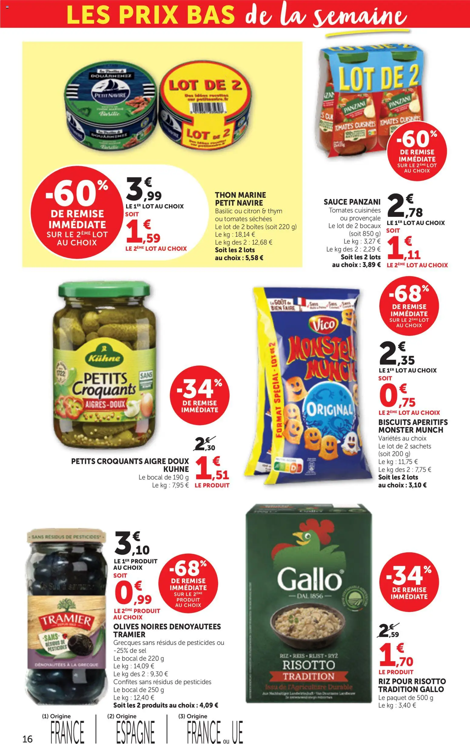 {H1} | Page: 16 | Produits: Tomates séchées, Tomates, Riz, Biscuits