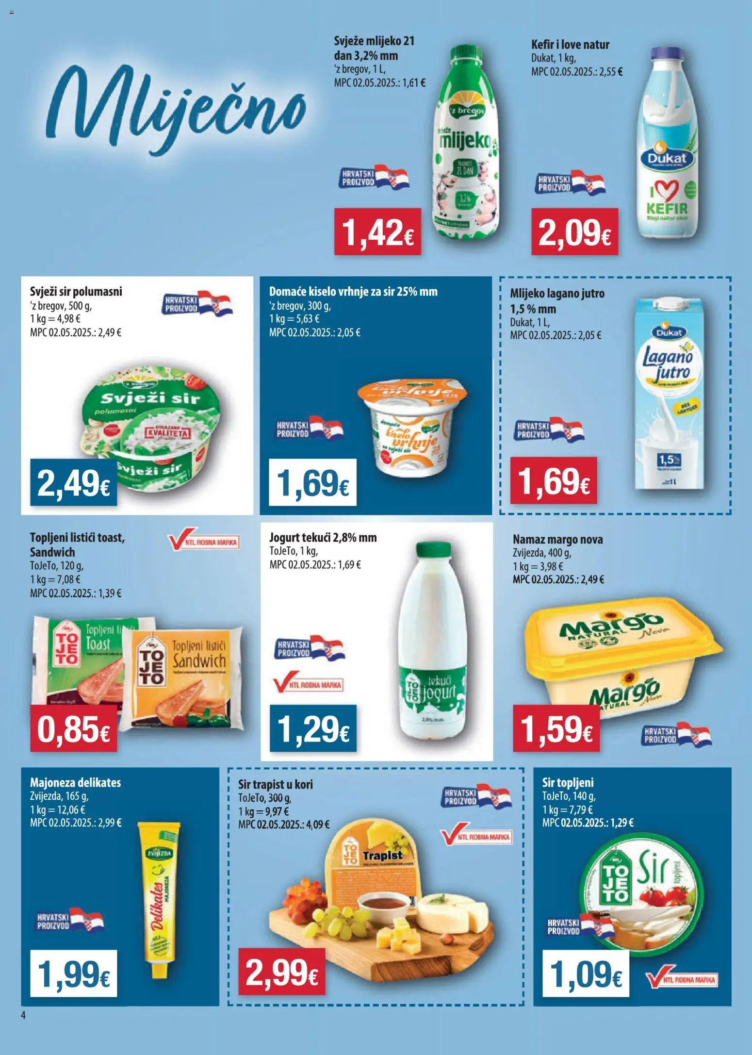 NTL katalog | vrijedi od 08.07.2026 | Stranica: 4 | Proizvodi: Trapist, Jogurt, Kiselo vrhnje, Namaz